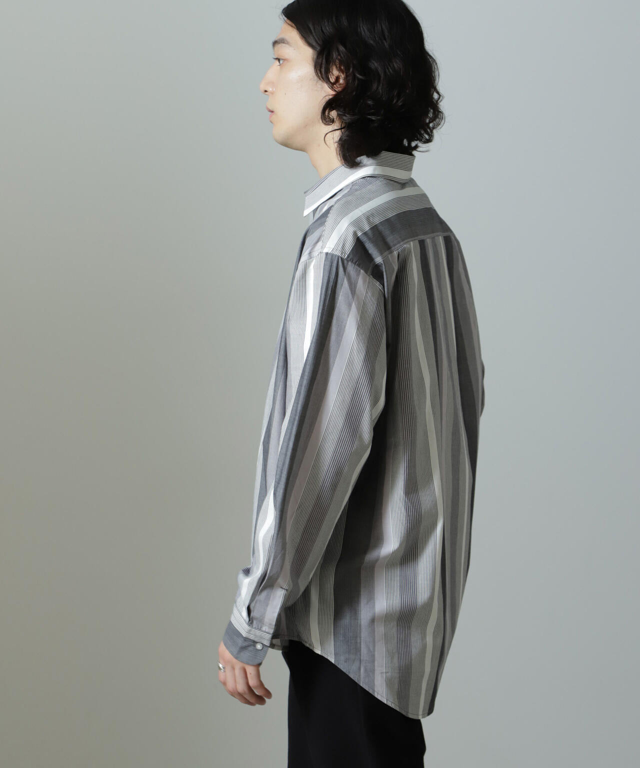 ワイドストライプシャツ 長袖 6724220203