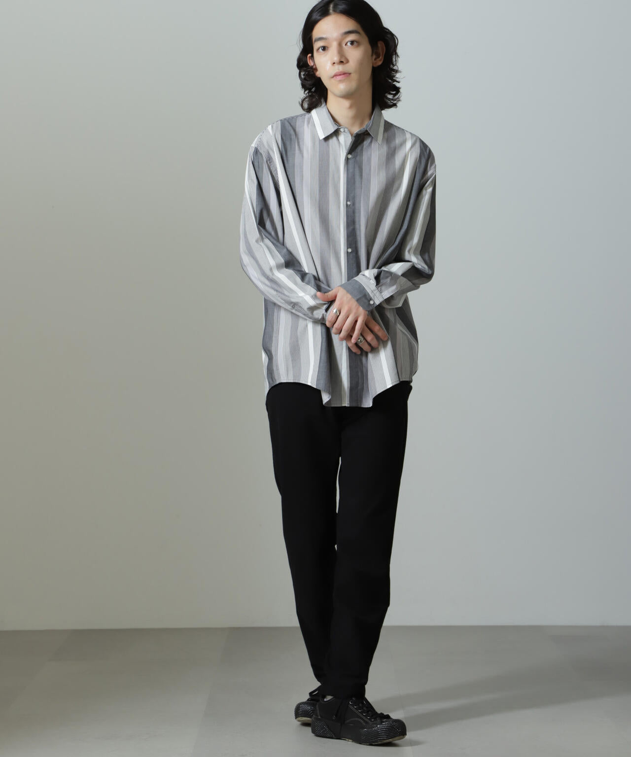 ワイドストライプシャツ 長袖 6724220203