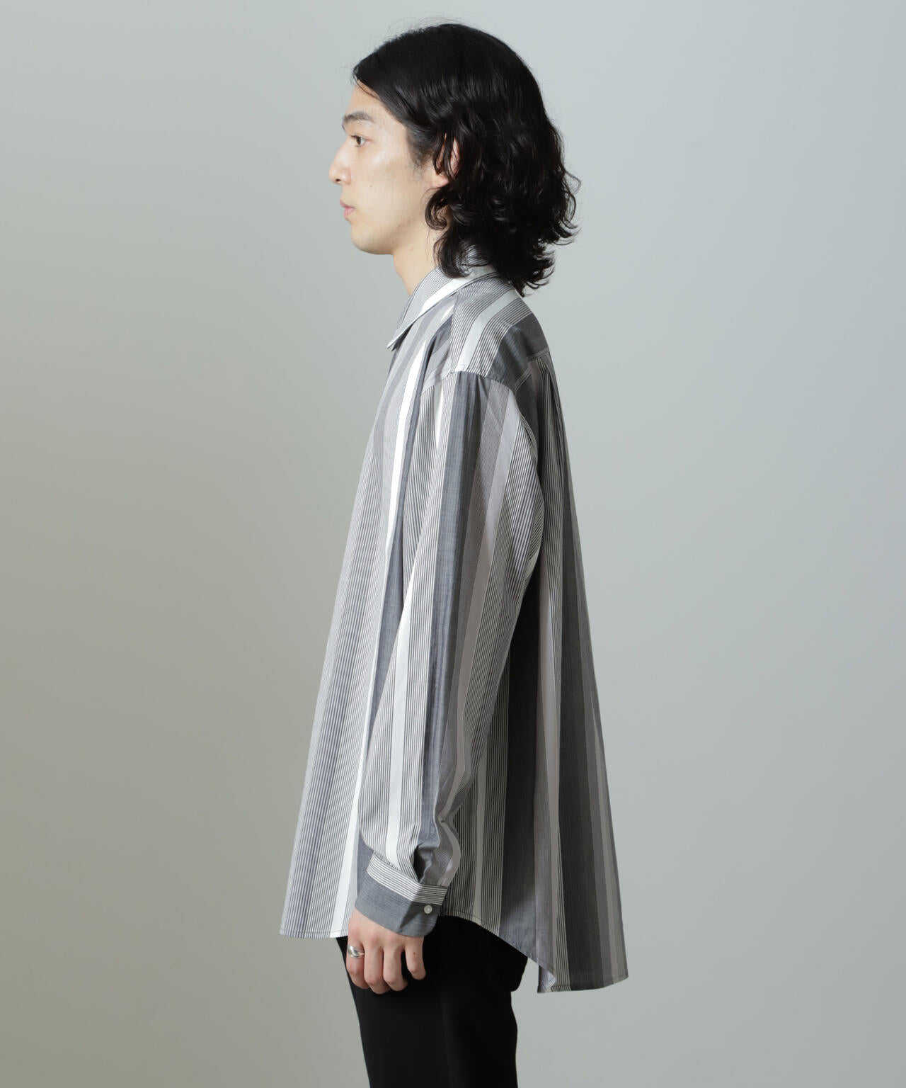 ワイドストライプシャツ 長袖 6724220203