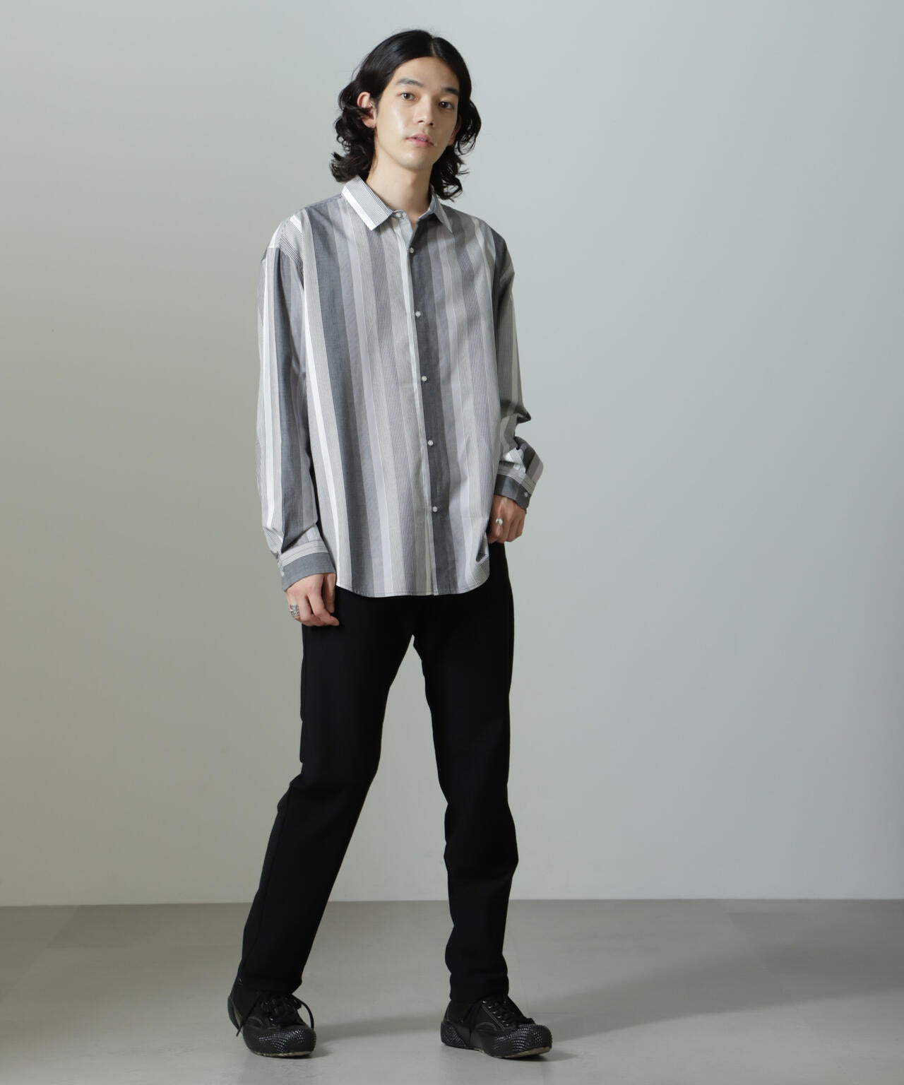 ワイドストライプシャツ 長袖 6724220203