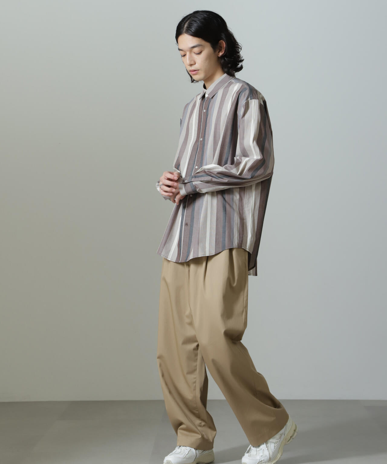 ワイドストライプシャツ 長袖 6724220203