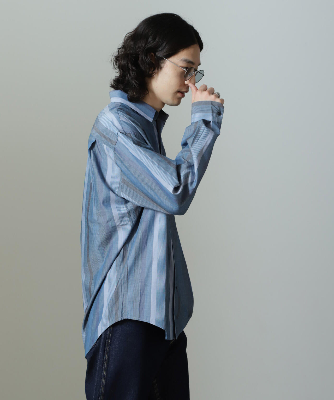 ワイドストライプシャツ 長袖 6724220203