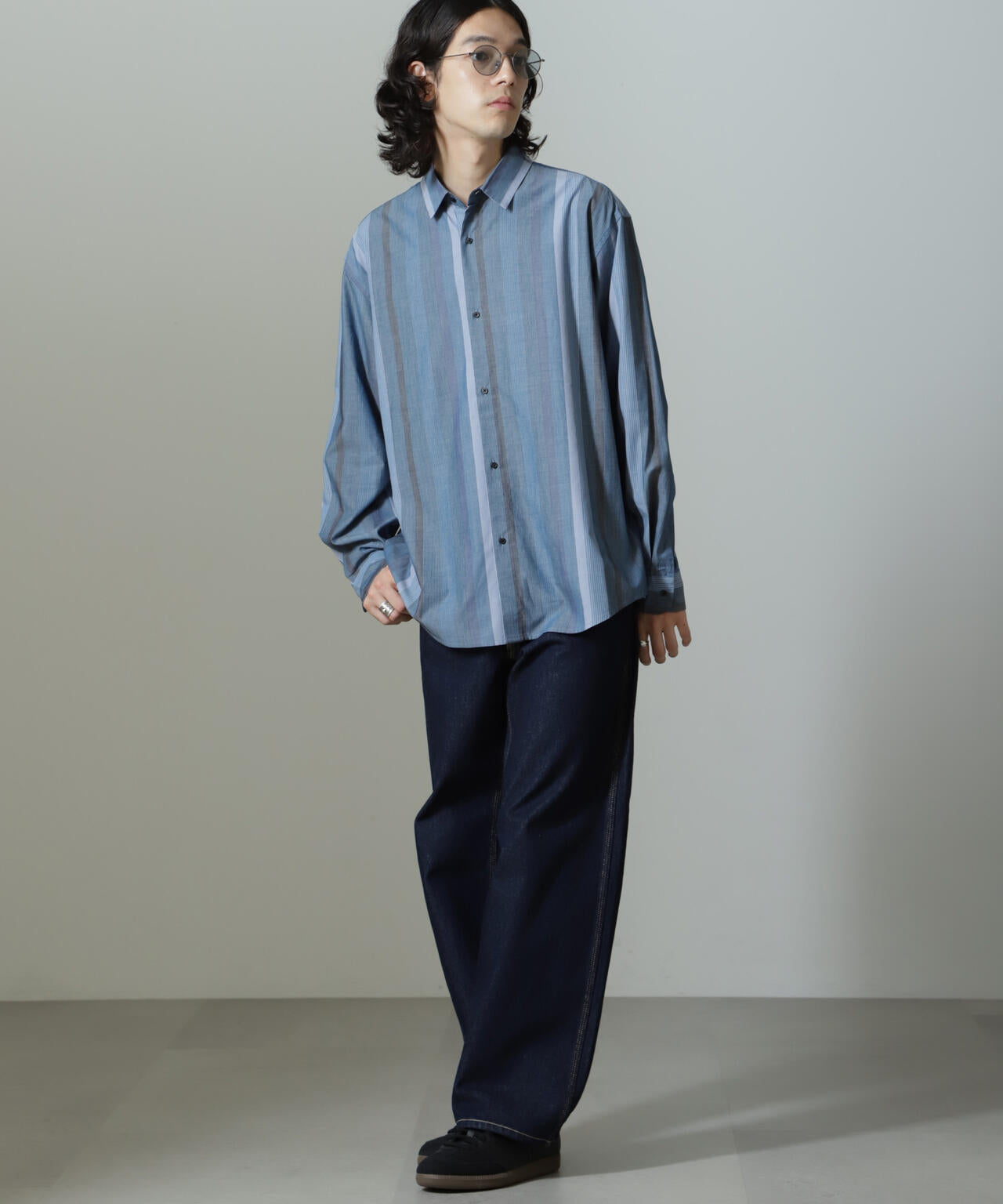 ワイドストライプシャツ 長袖 6724220203