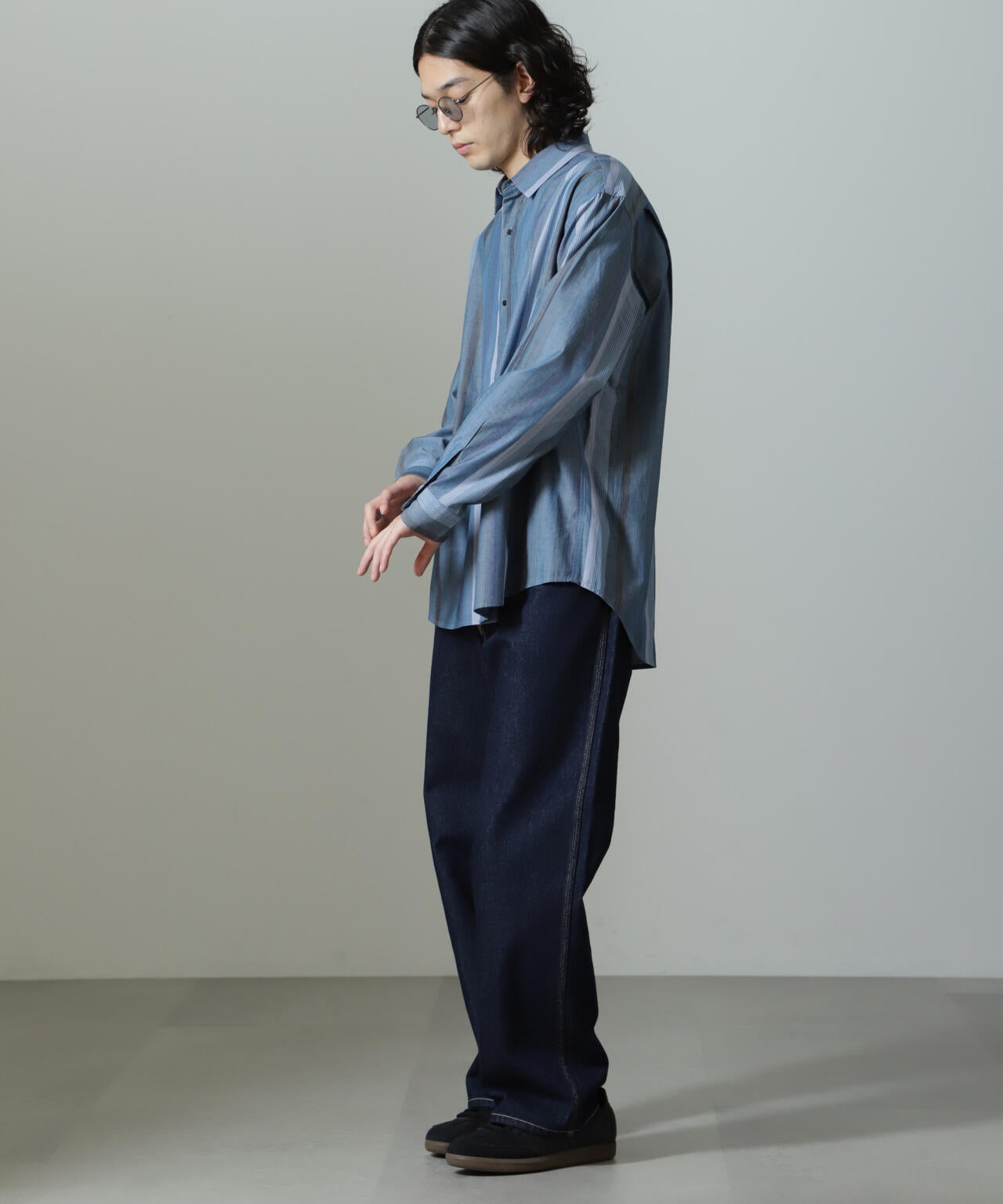 ワイドストライプシャツ 長袖 6724220203