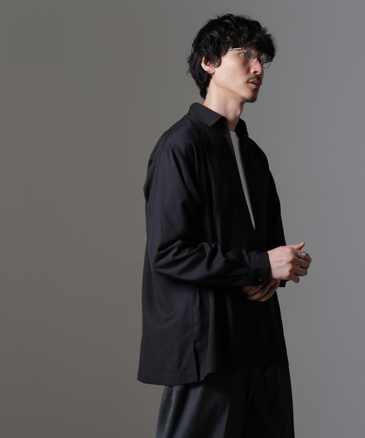 ドレープスキッパーシャツ 長袖 6724220207