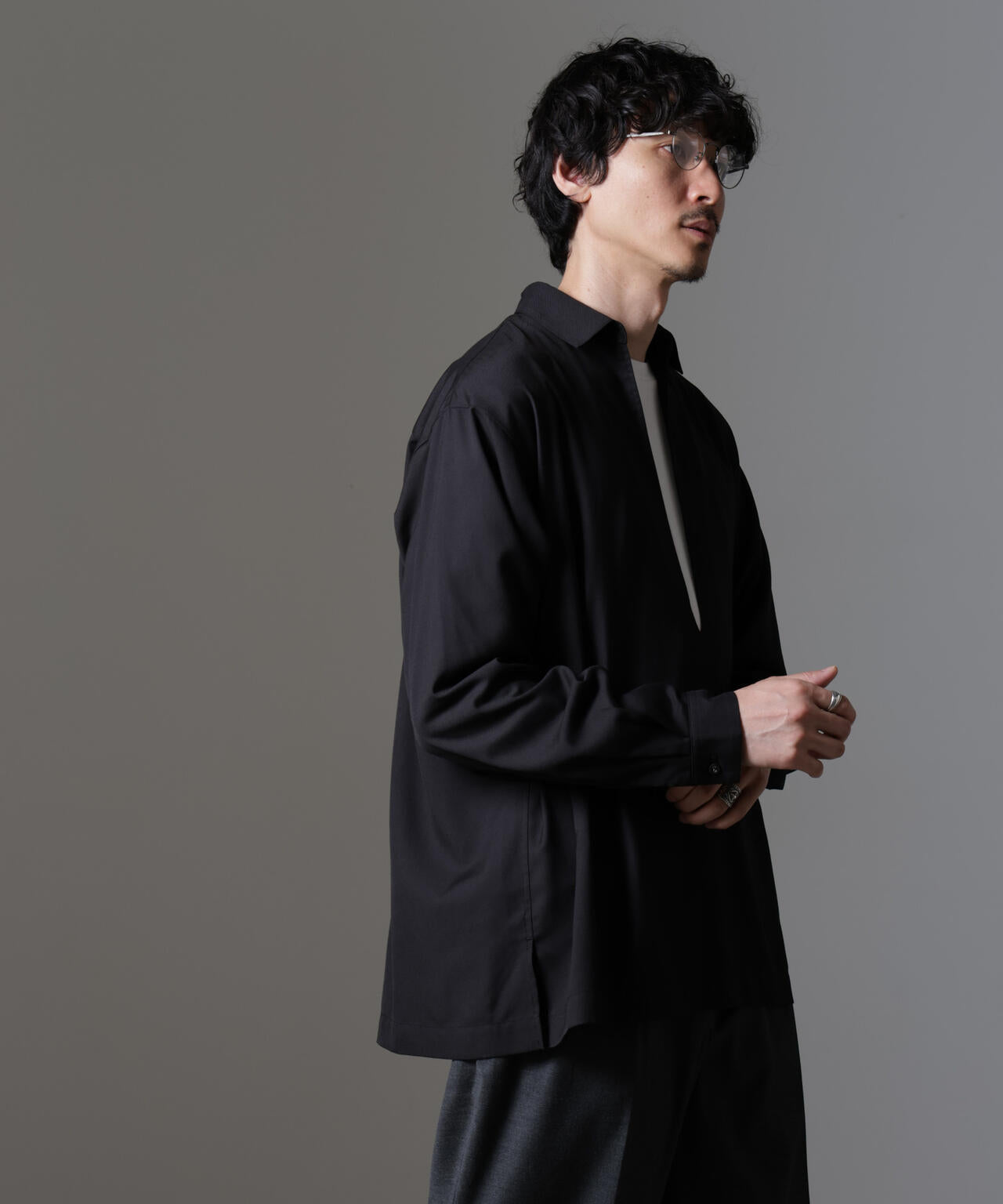 ドレープスキッパーシャツ 長袖 6724220207