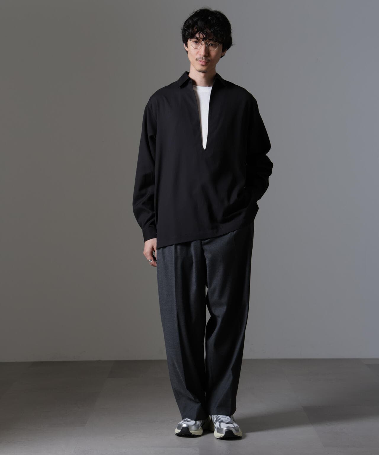ドレープスキッパーシャツ 長袖 6724220207