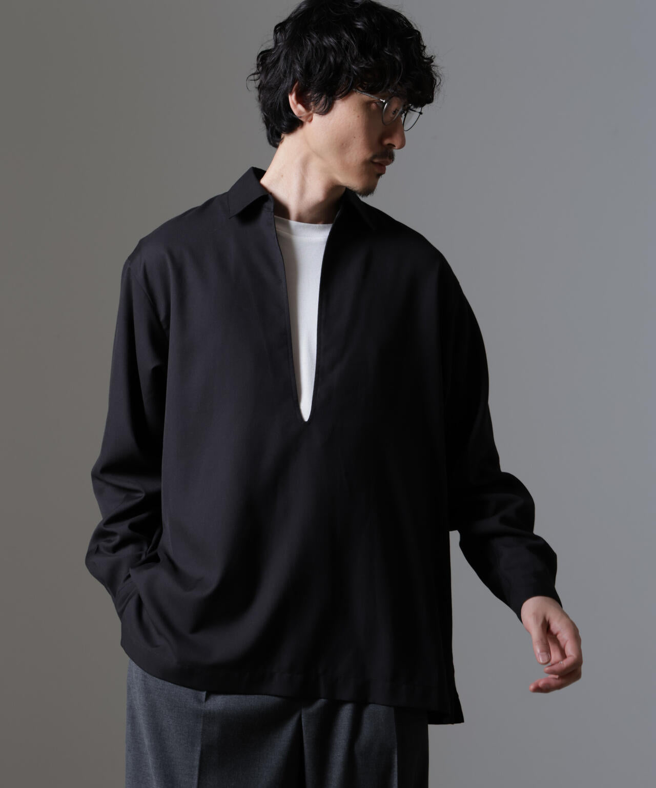 ドレープスキッパーシャツ 長袖 6724220207