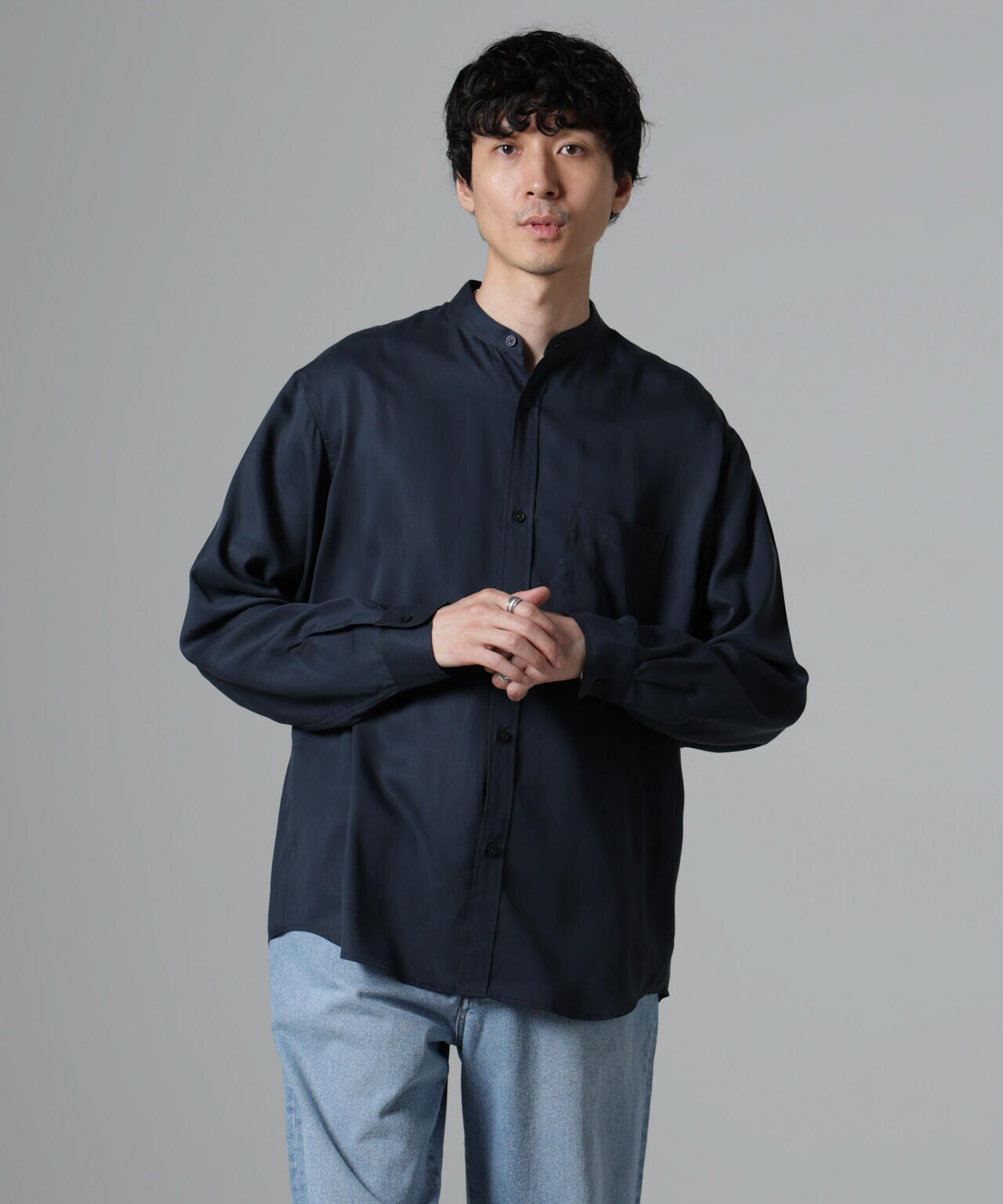 テンセルツイルバンドカラーシャツ 6724220214