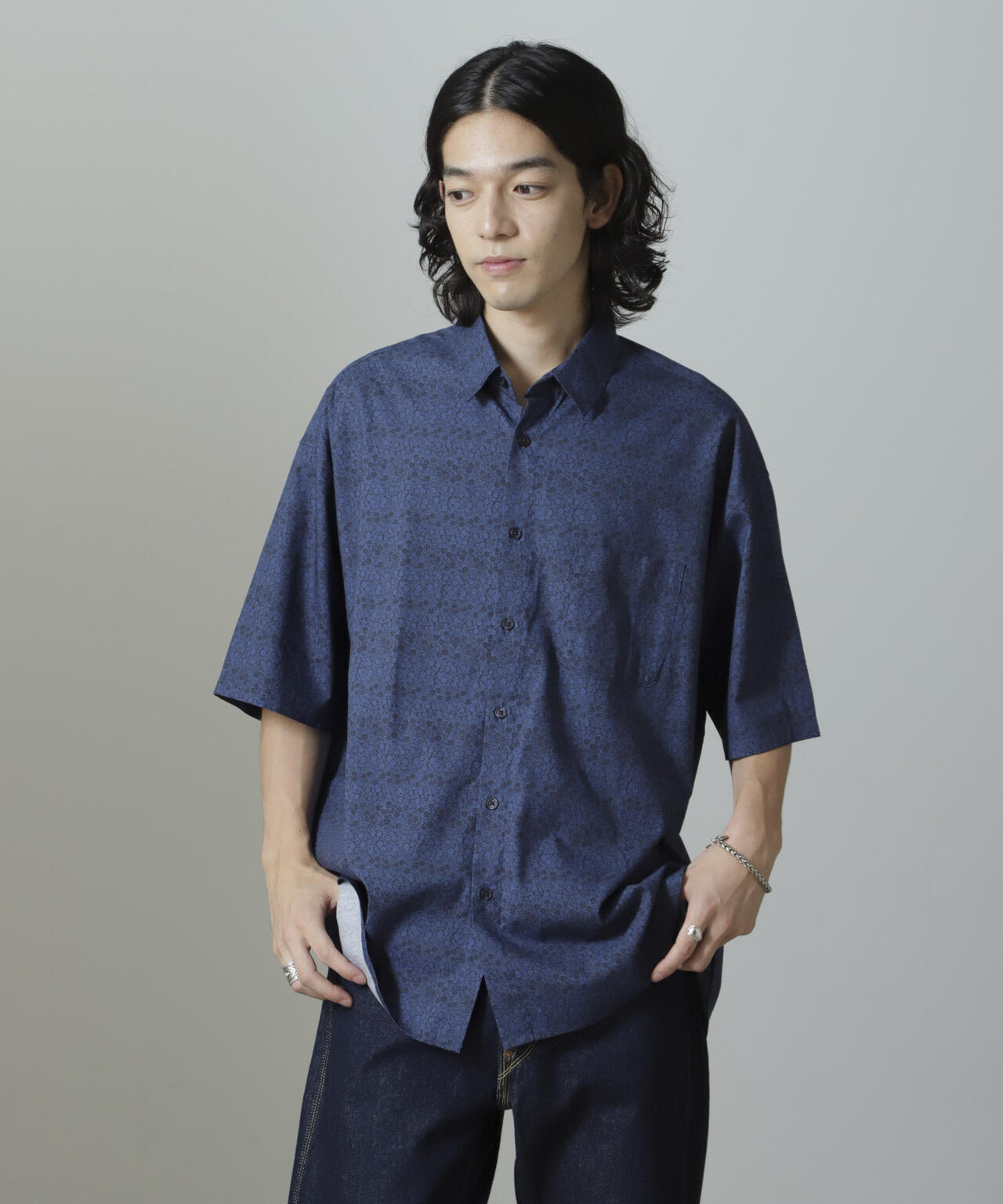 オリジナル小花柄シャツ 半袖 6724221219