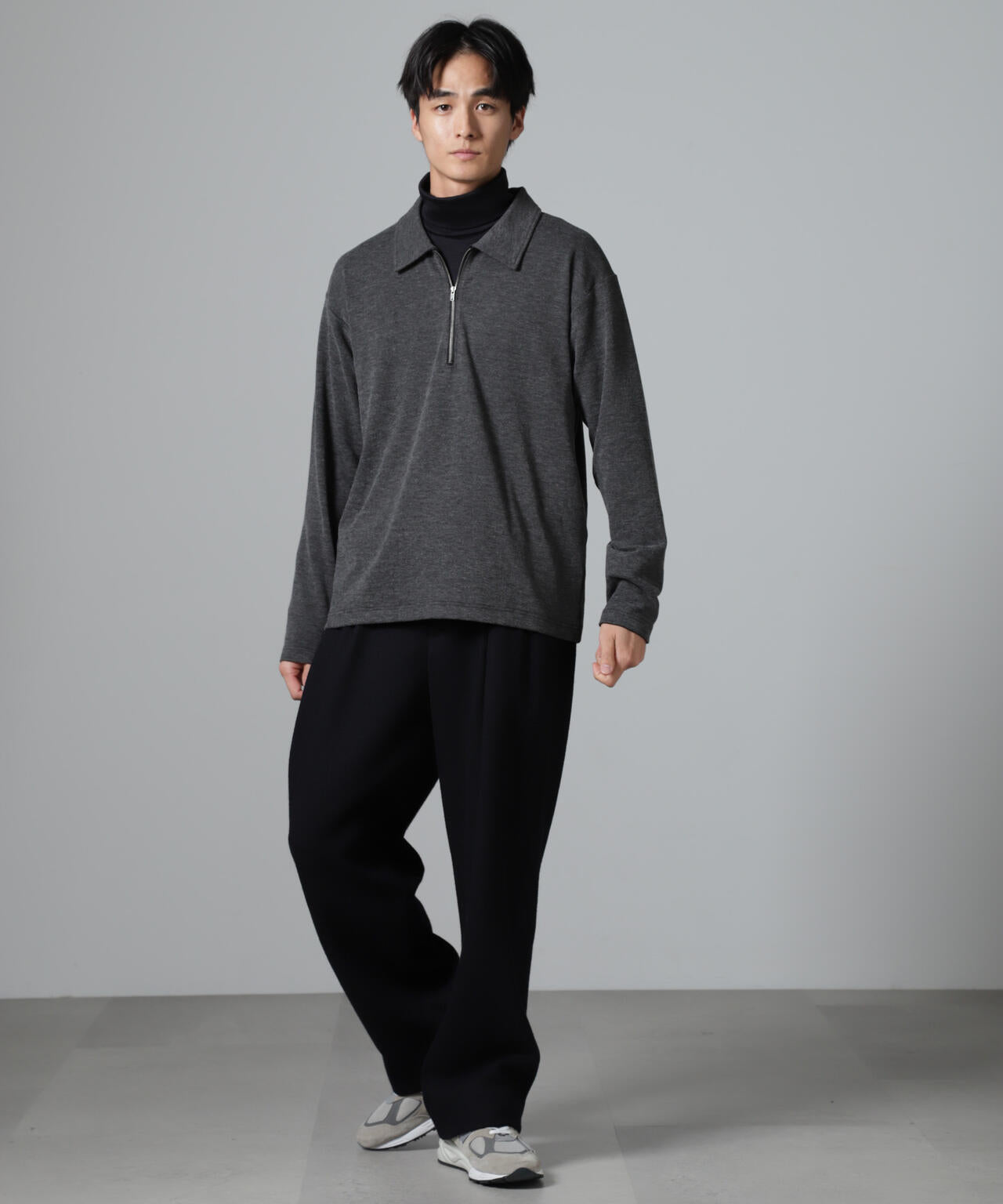 WEB限定/ストレッチテレコハーフジッププルオーバー 長袖 6724223224