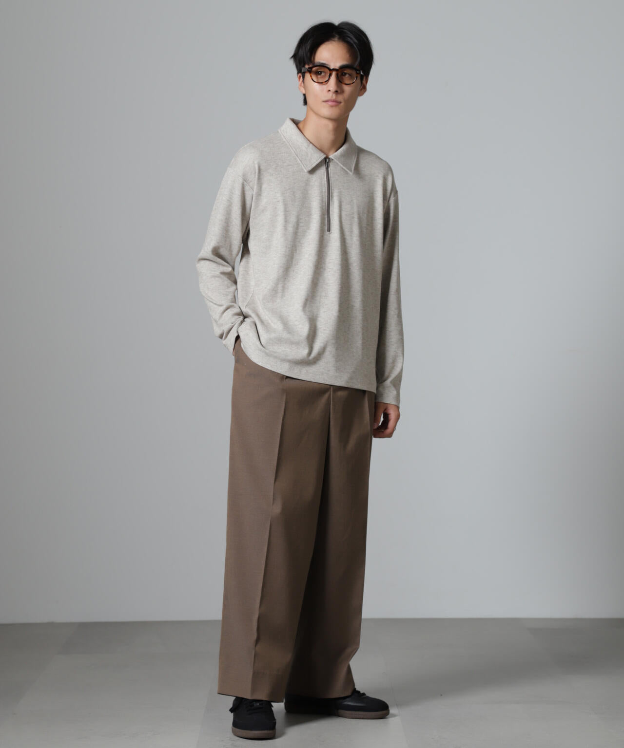 WEB限定/ストレッチテレコハーフジッププルオーバー 長袖 6724223224