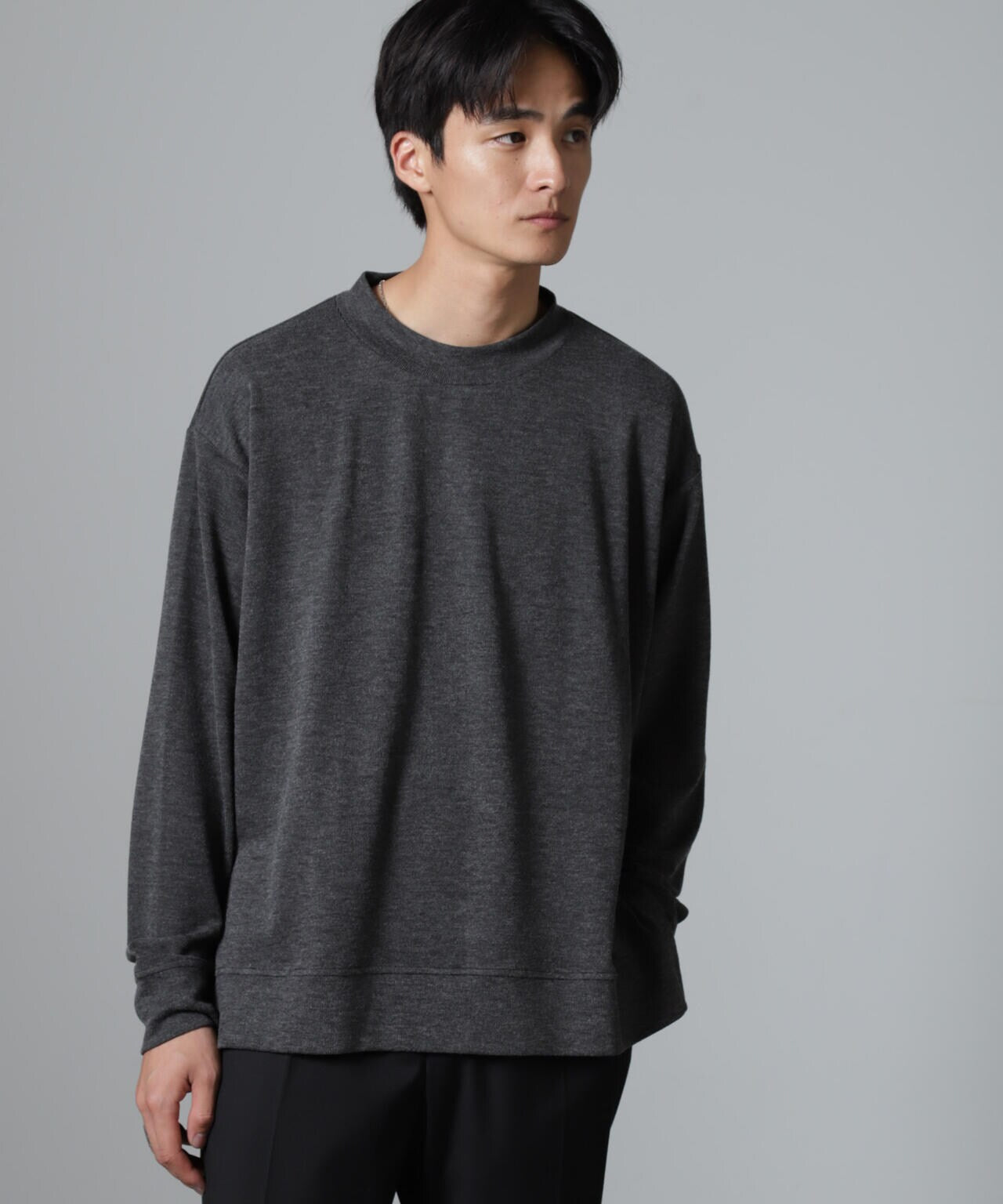 WEB限定/ストレッチテレコモックネックプルオーバー 長袖 6724223225