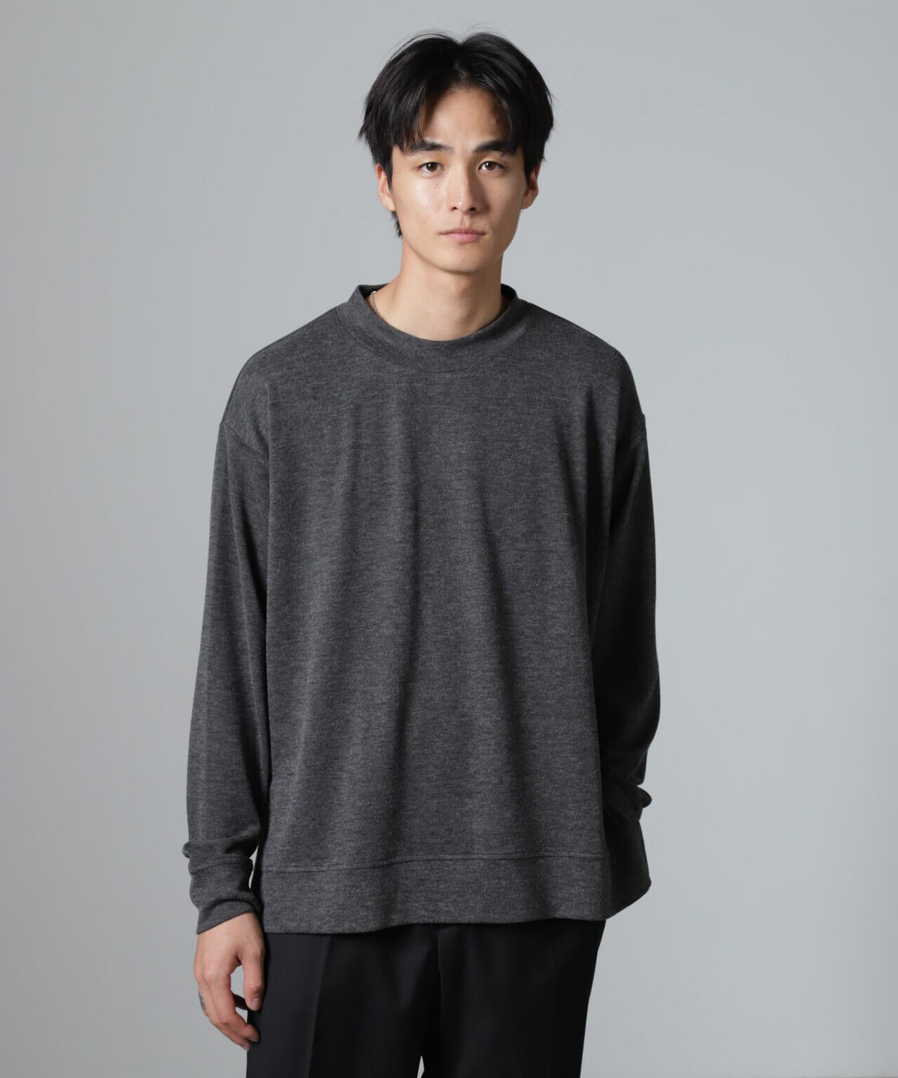WEB限定/ストレッチテレコモックネックプルオーバー 長袖 6724223225