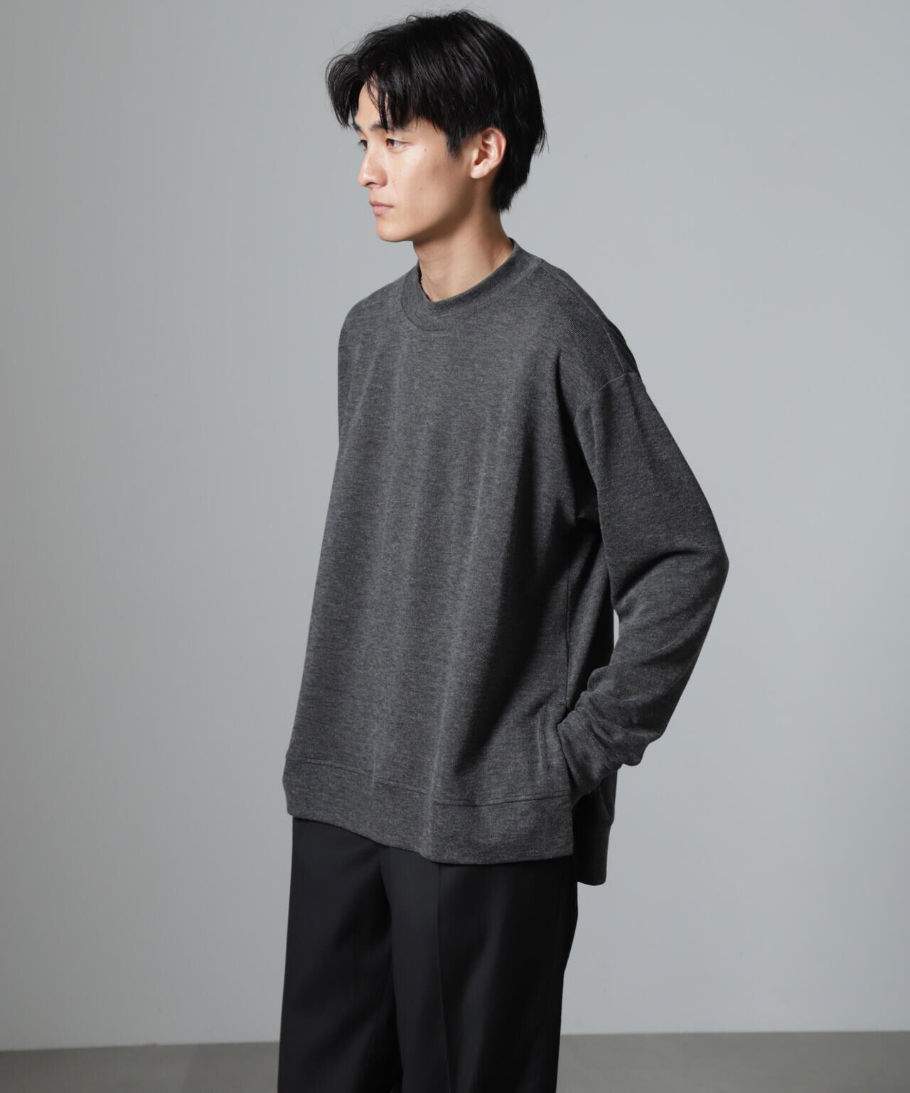 WEB限定/ストレッチテレコモックネックプルオーバー 長袖 6724223225