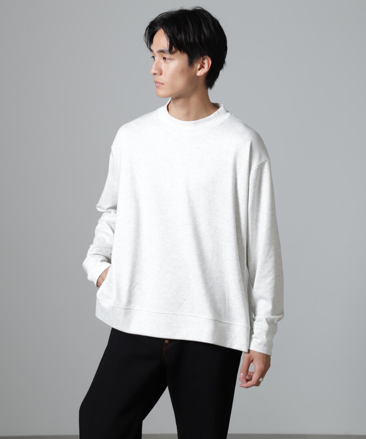 WEB限定/ストレッチテレコモックネックプルオーバー 長袖 6724223225