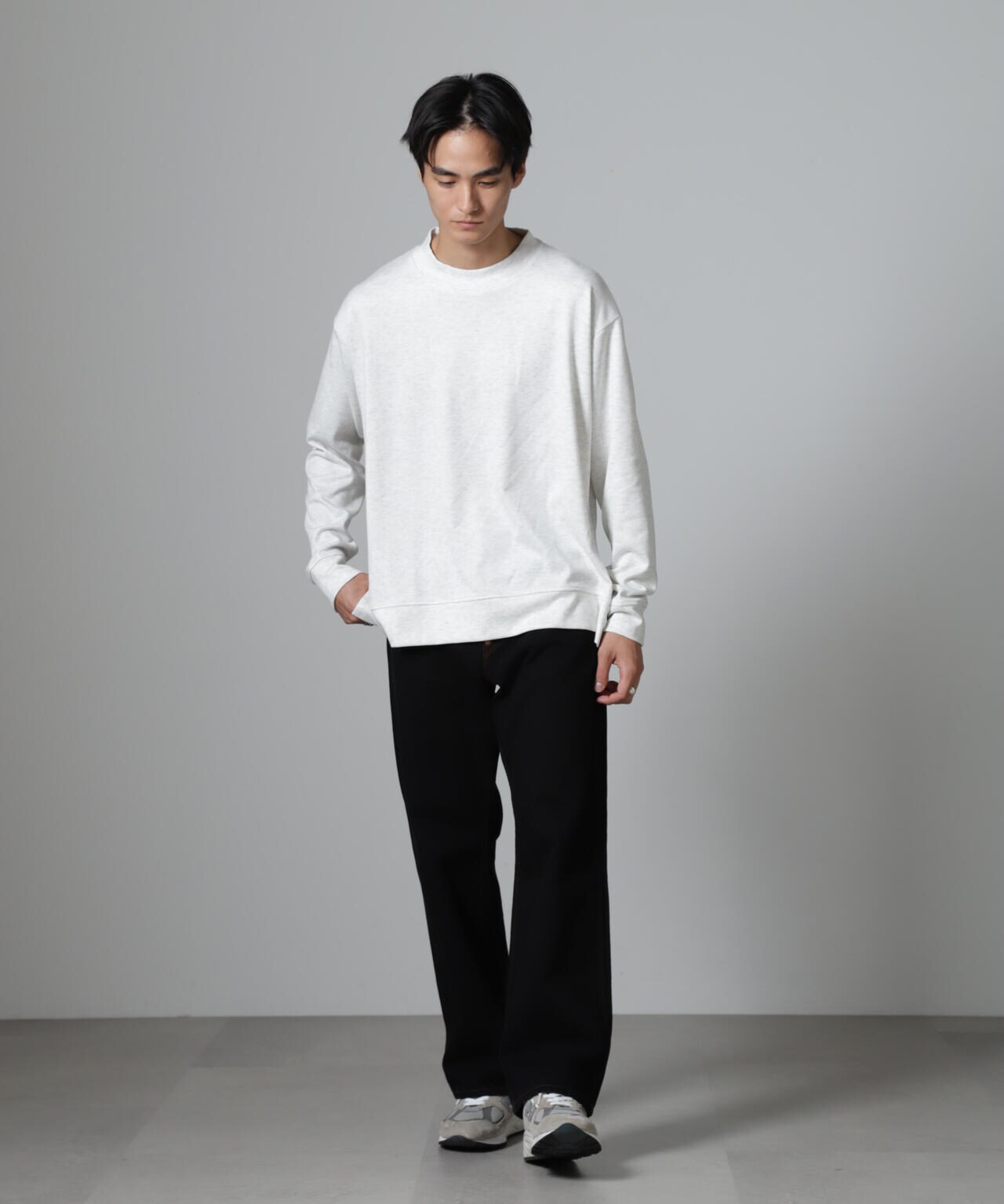WEB限定/ストレッチテレコモックネックプルオーバー 長袖 6724223225