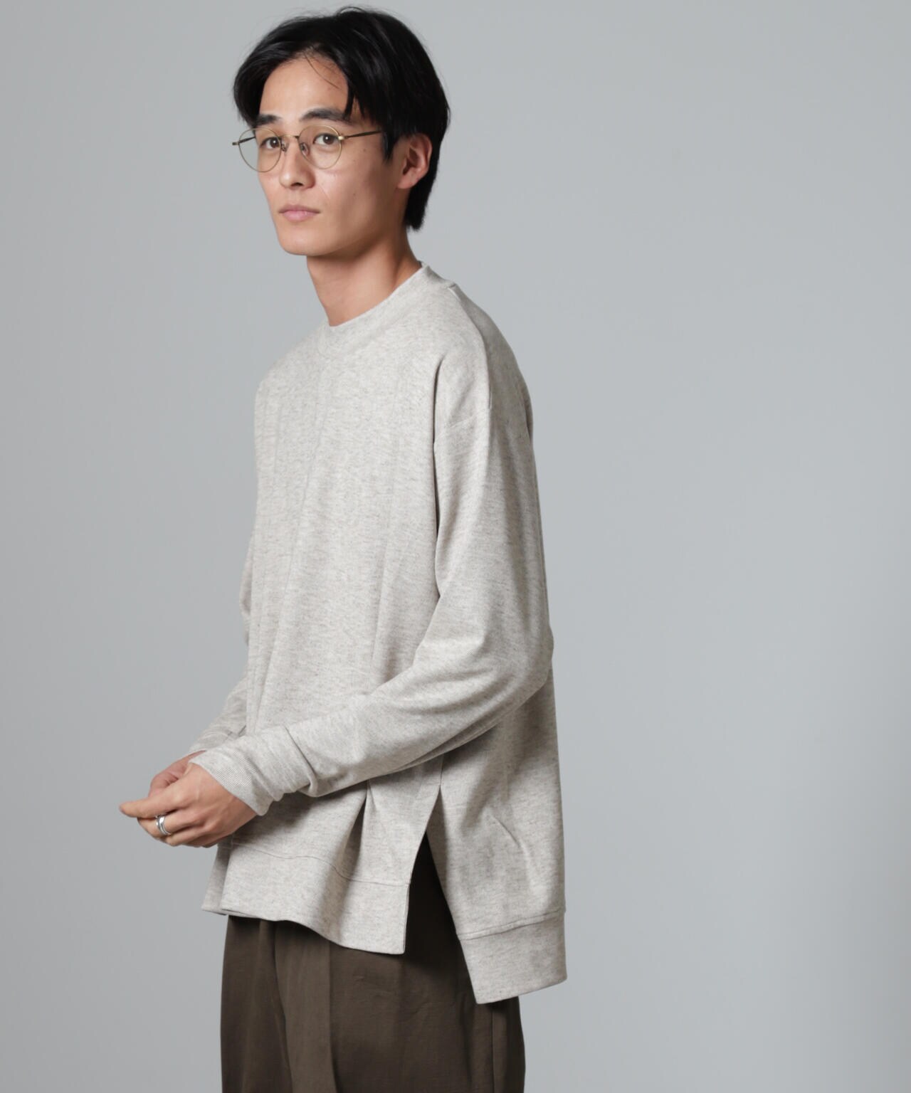 WEB限定/ストレッチテレコモックネックプルオーバー 長袖 6724223225