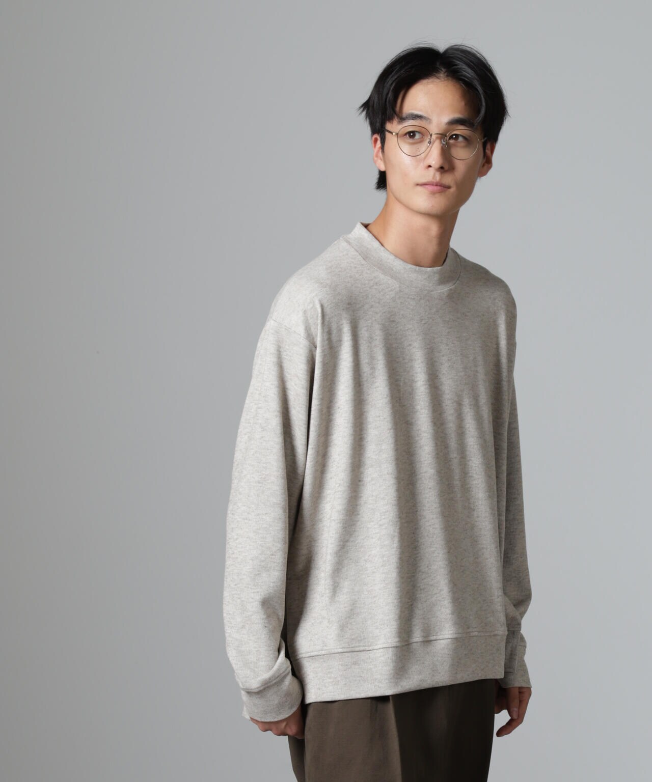 WEB限定/ストレッチテレコモックネックプルオーバー 長袖 6724223225