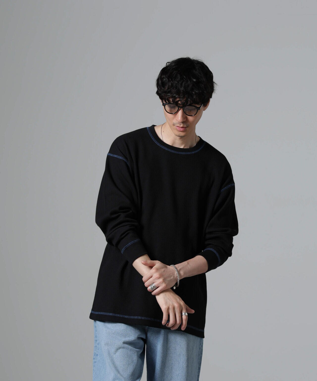 ステッチワッフルTシャツ 長袖 6724223240