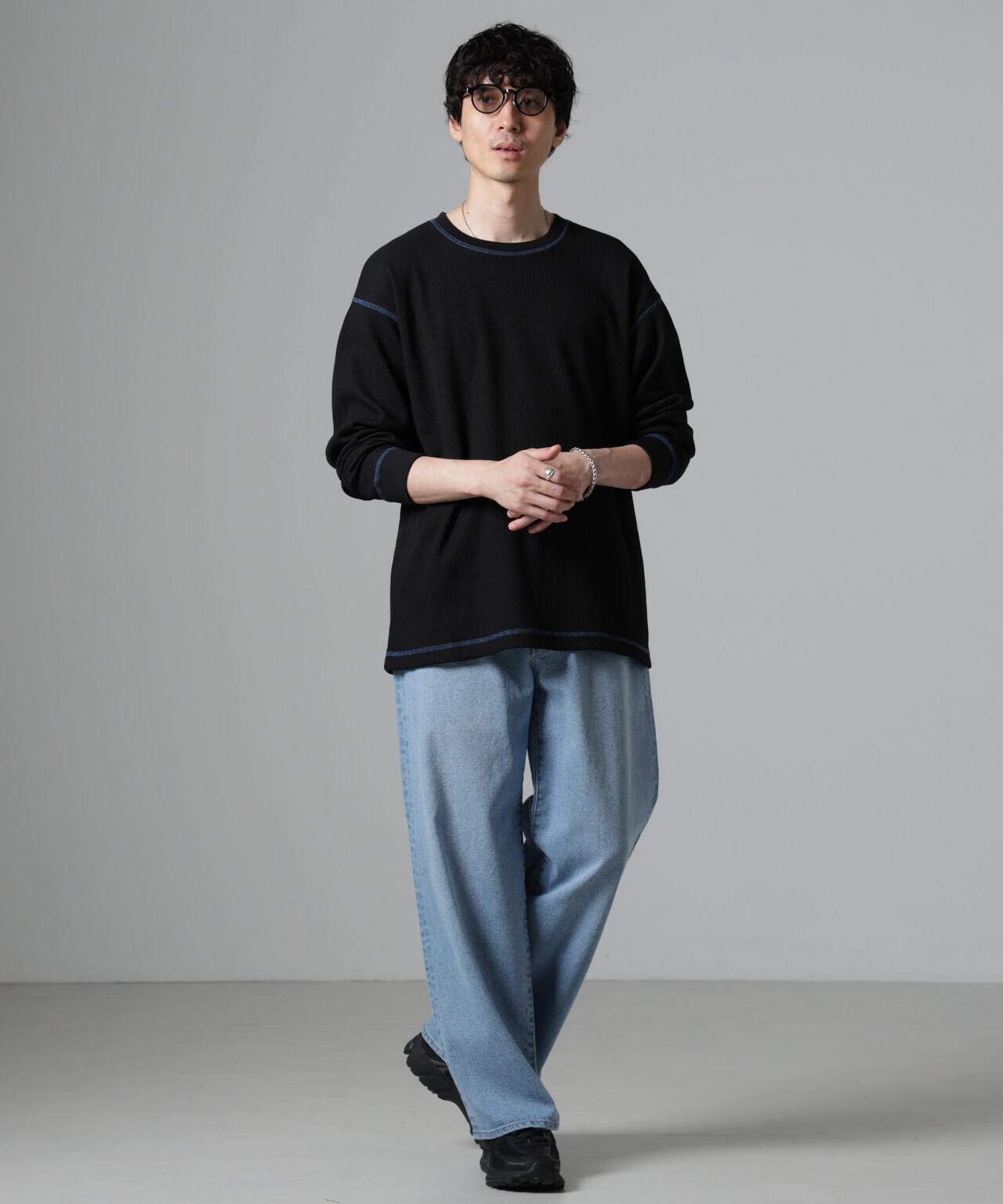 ステッチワッフルTシャツ 長袖 6724223240