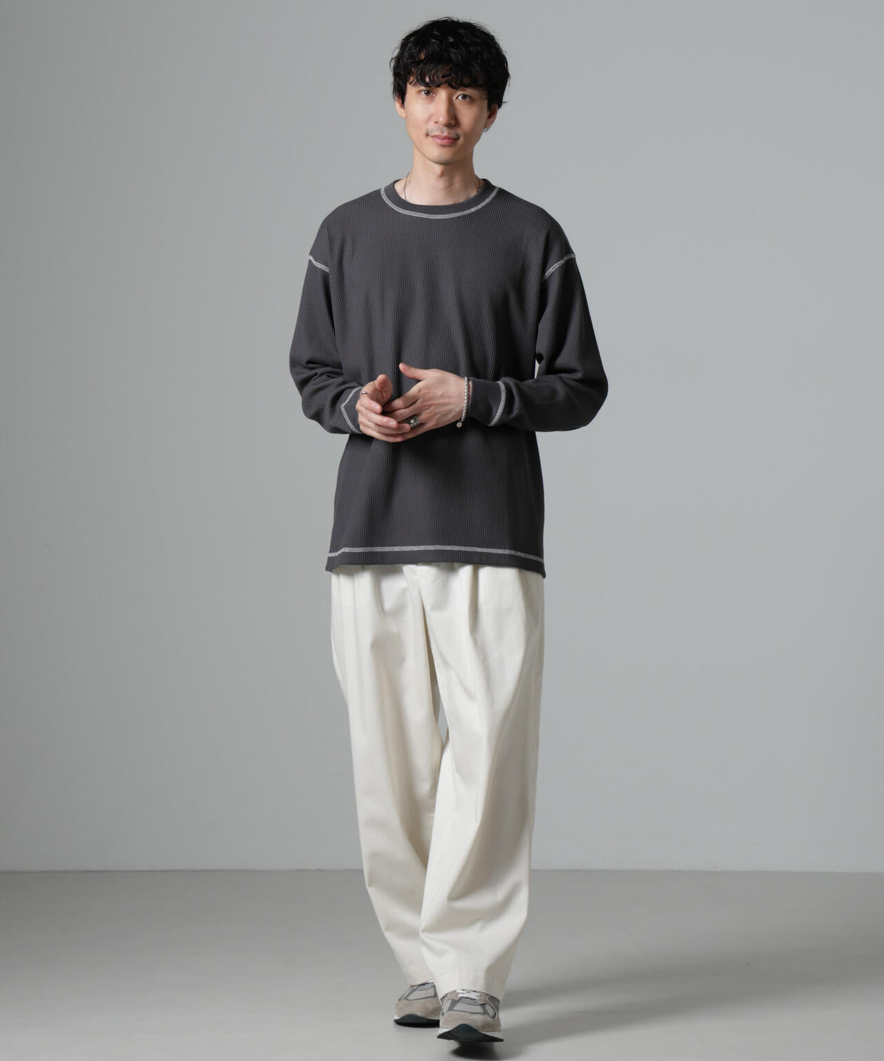 ステッチワッフルTシャツ 長袖 6724223240