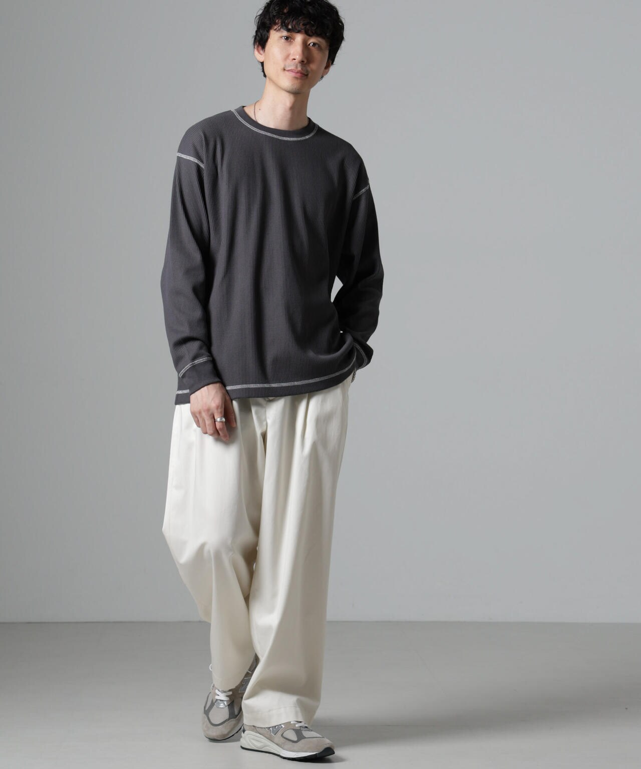 ステッチワッフルTシャツ 長袖 6724223240