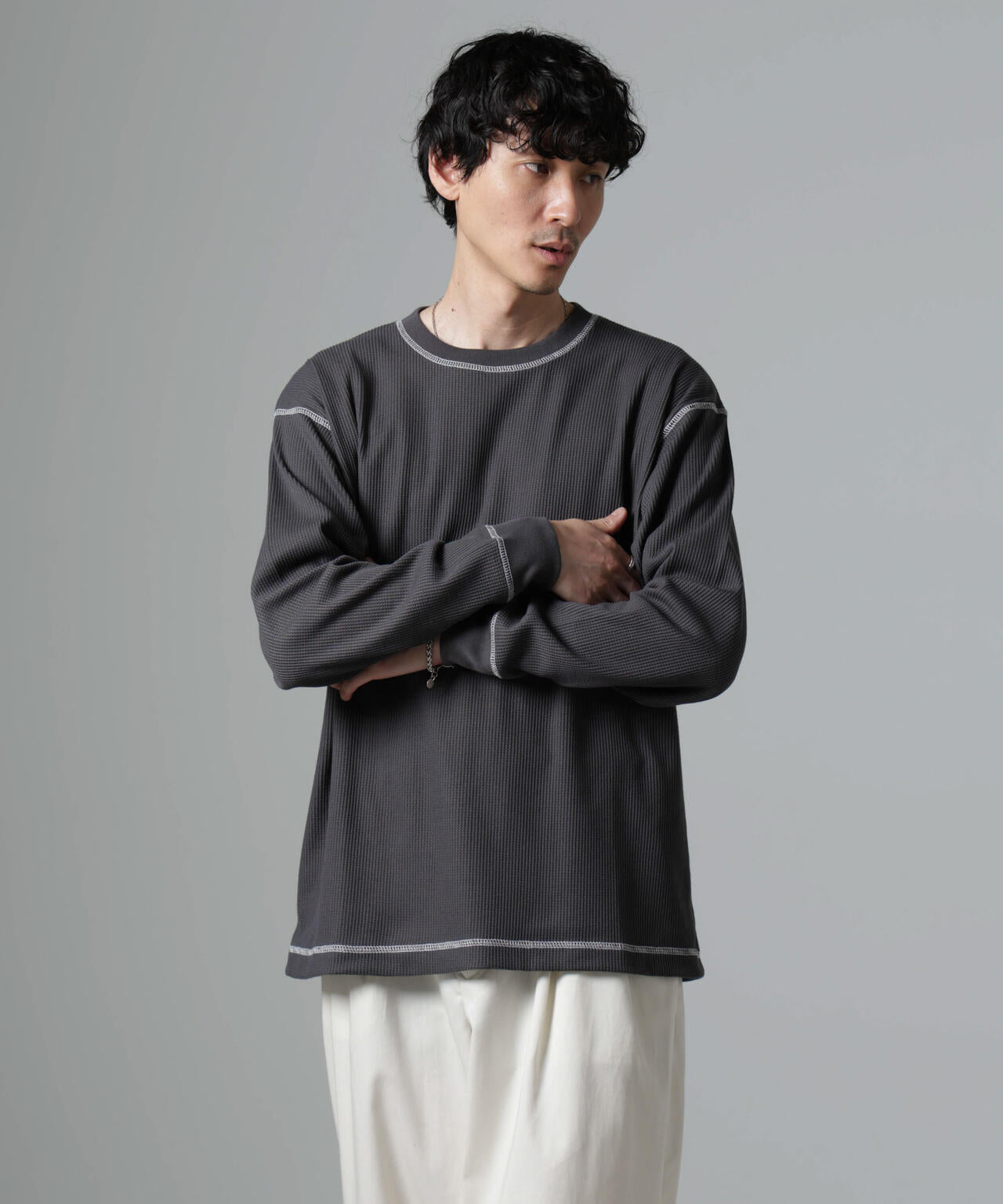 ステッチワッフルTシャツ 長袖 6724223240
