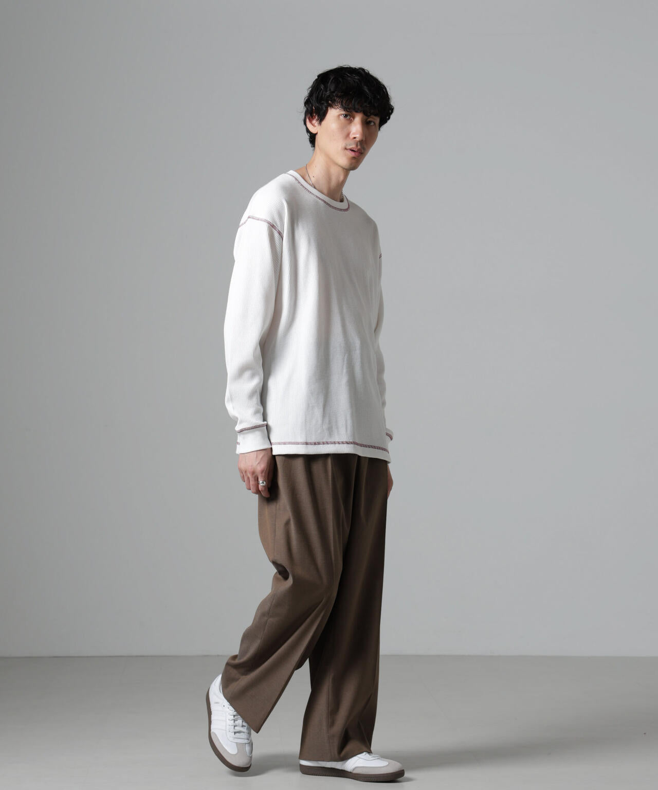ステッチワッフルTシャツ 長袖 6724223240