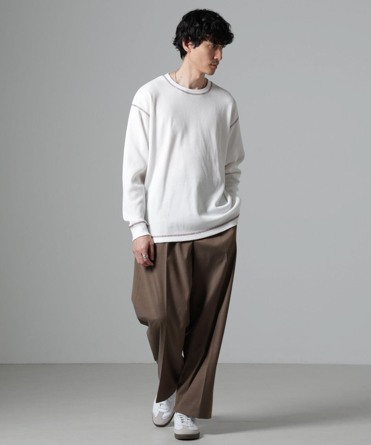 ステッチワッフルTシャツ 長袖 6724223240