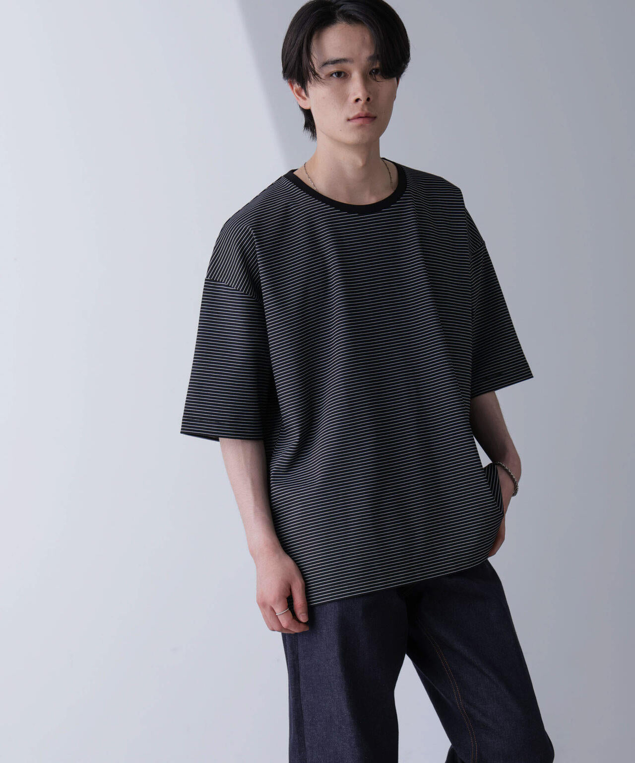 ビッグシルエットボーダーTシャツ 半袖 6724224204