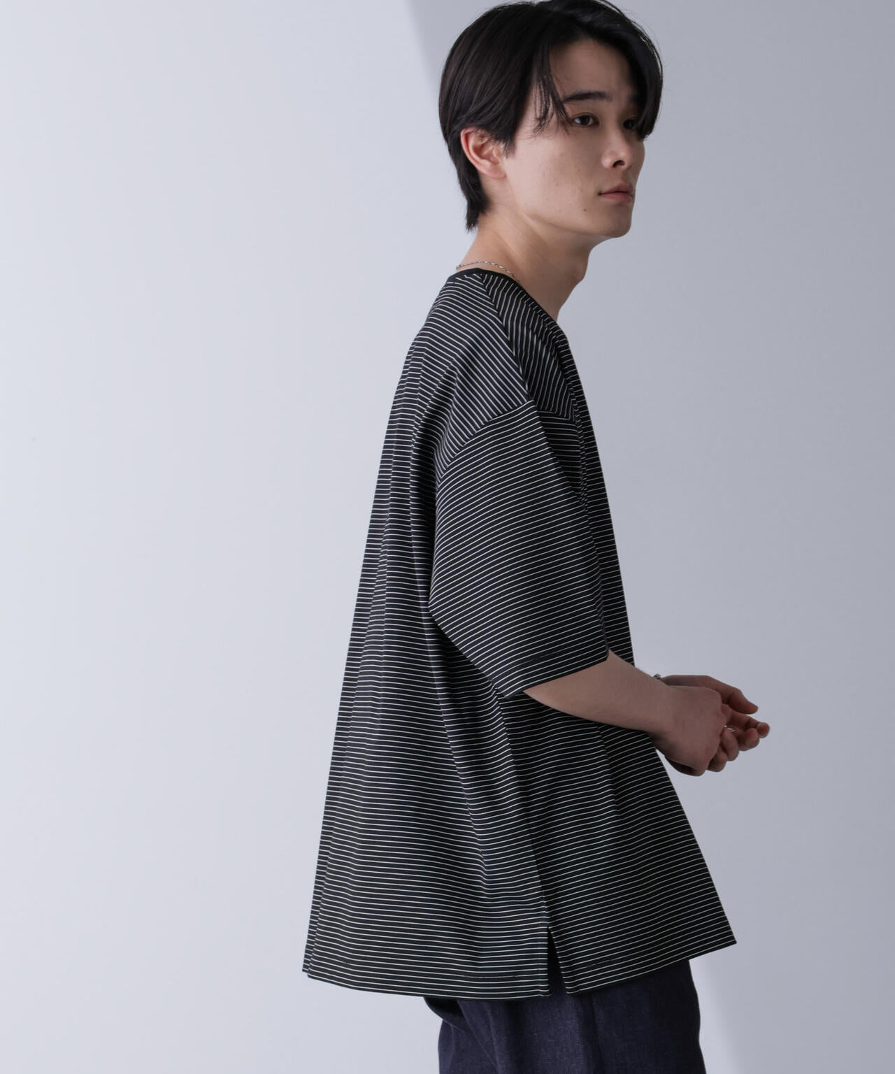 ビッグシルエットボーダーTシャツ 半袖 6724224204