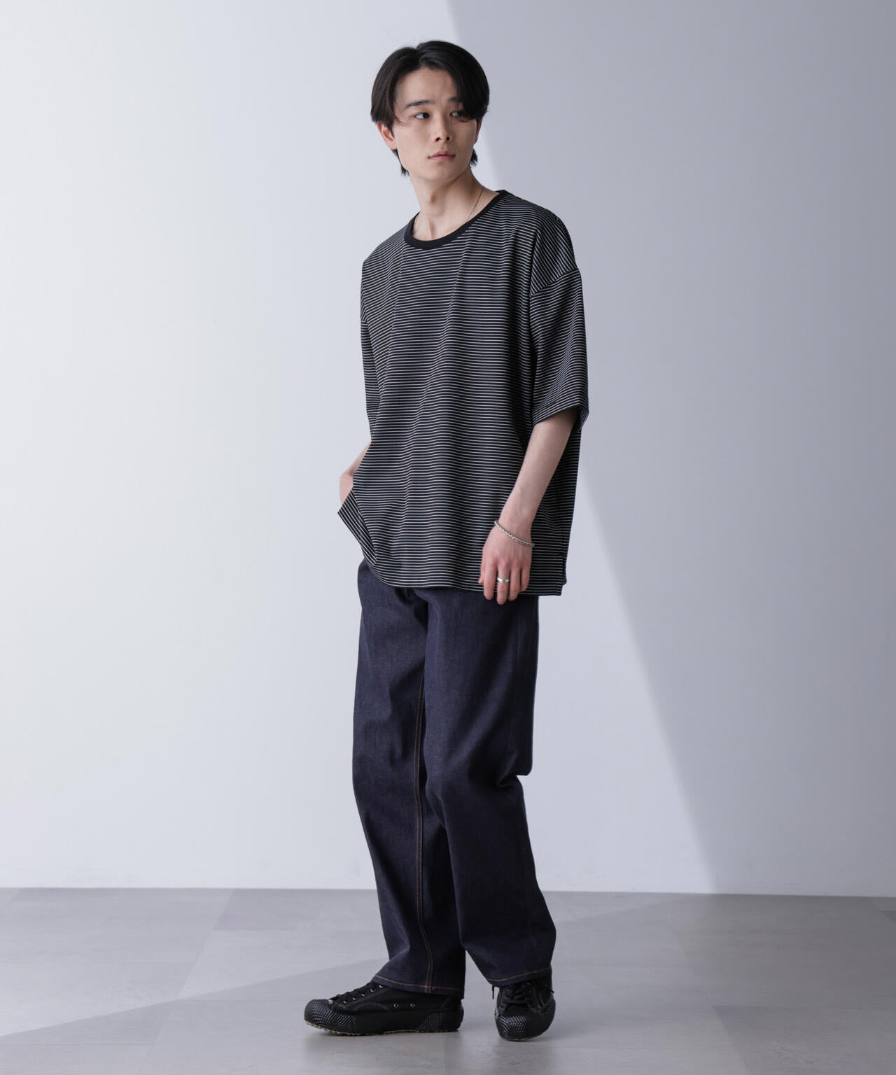 ビッグシルエットボーダーTシャツ 半袖 6724224204