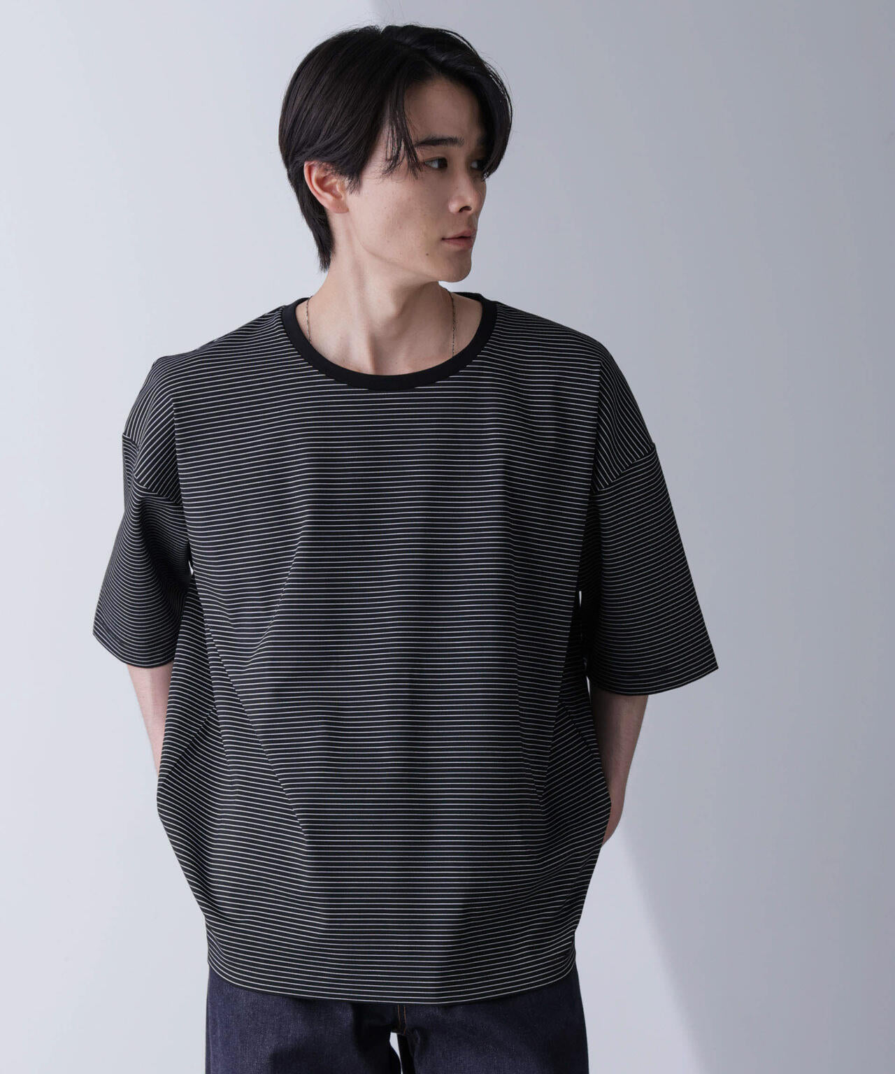 ビッグシルエットボーダーTシャツ 半袖 6724224204