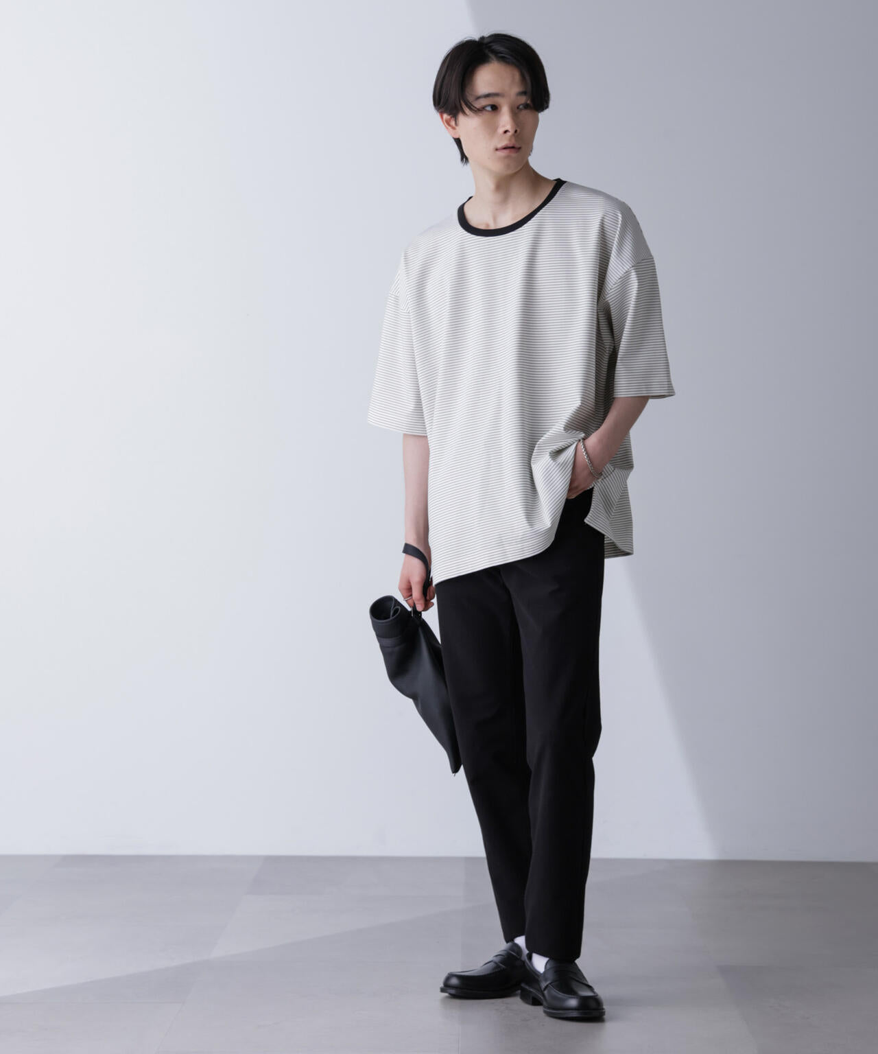 ビッグシルエットボーダーTシャツ 半袖 6724224204