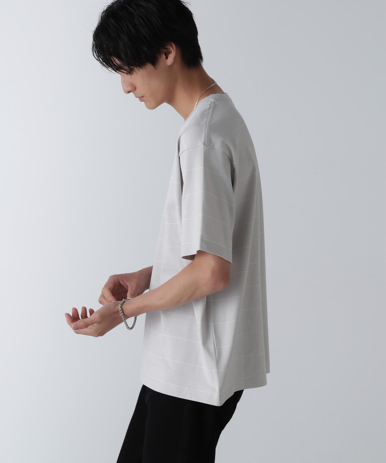 リラックス ボーダー Tシャツ 半袖