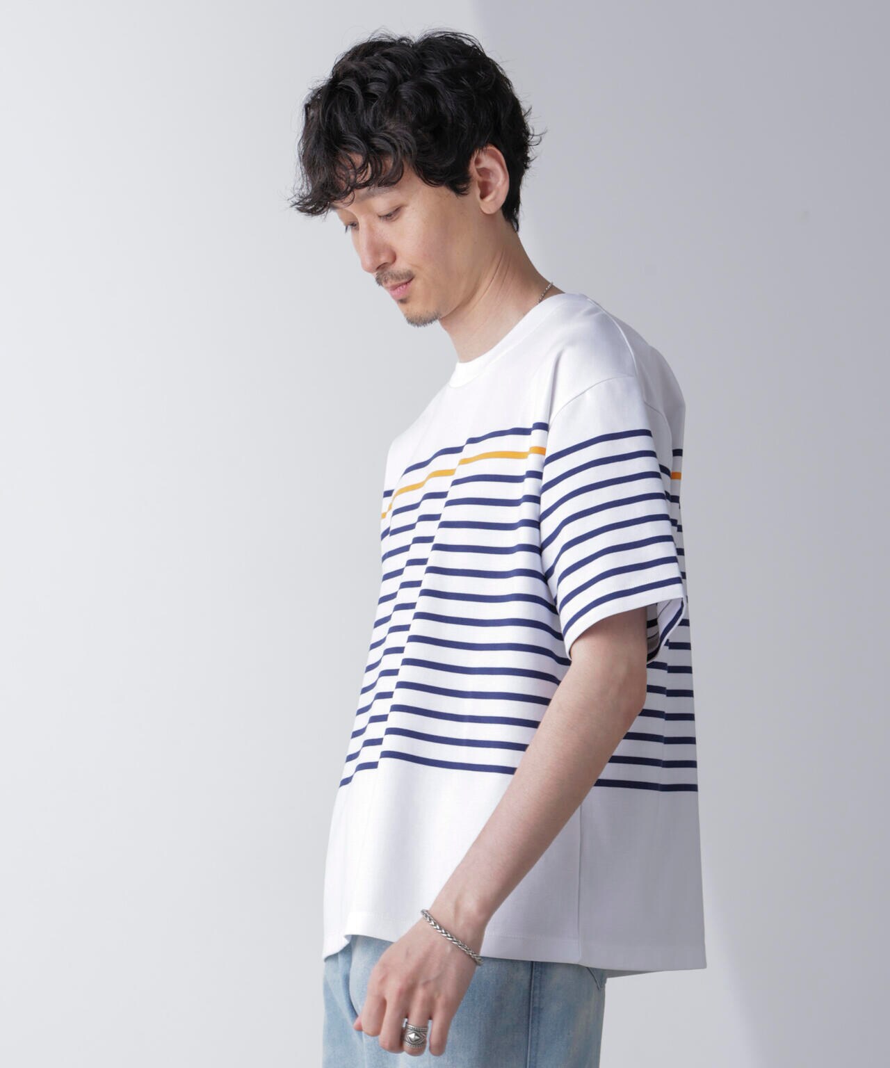 パネルボーダーリラックスTシャツ 半袖 6724224221