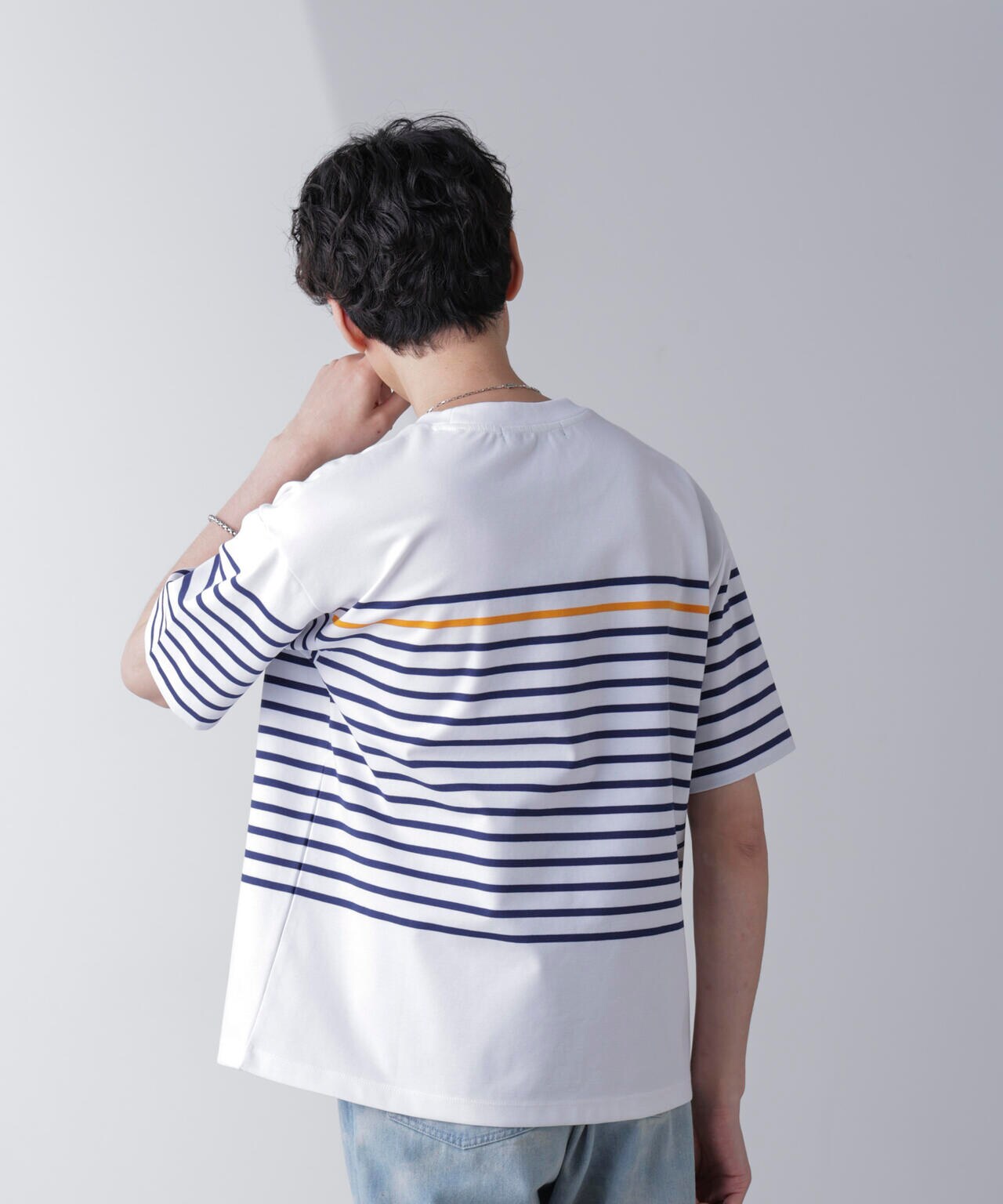 パネルボーダーリラックスTシャツ 半袖 6724224221