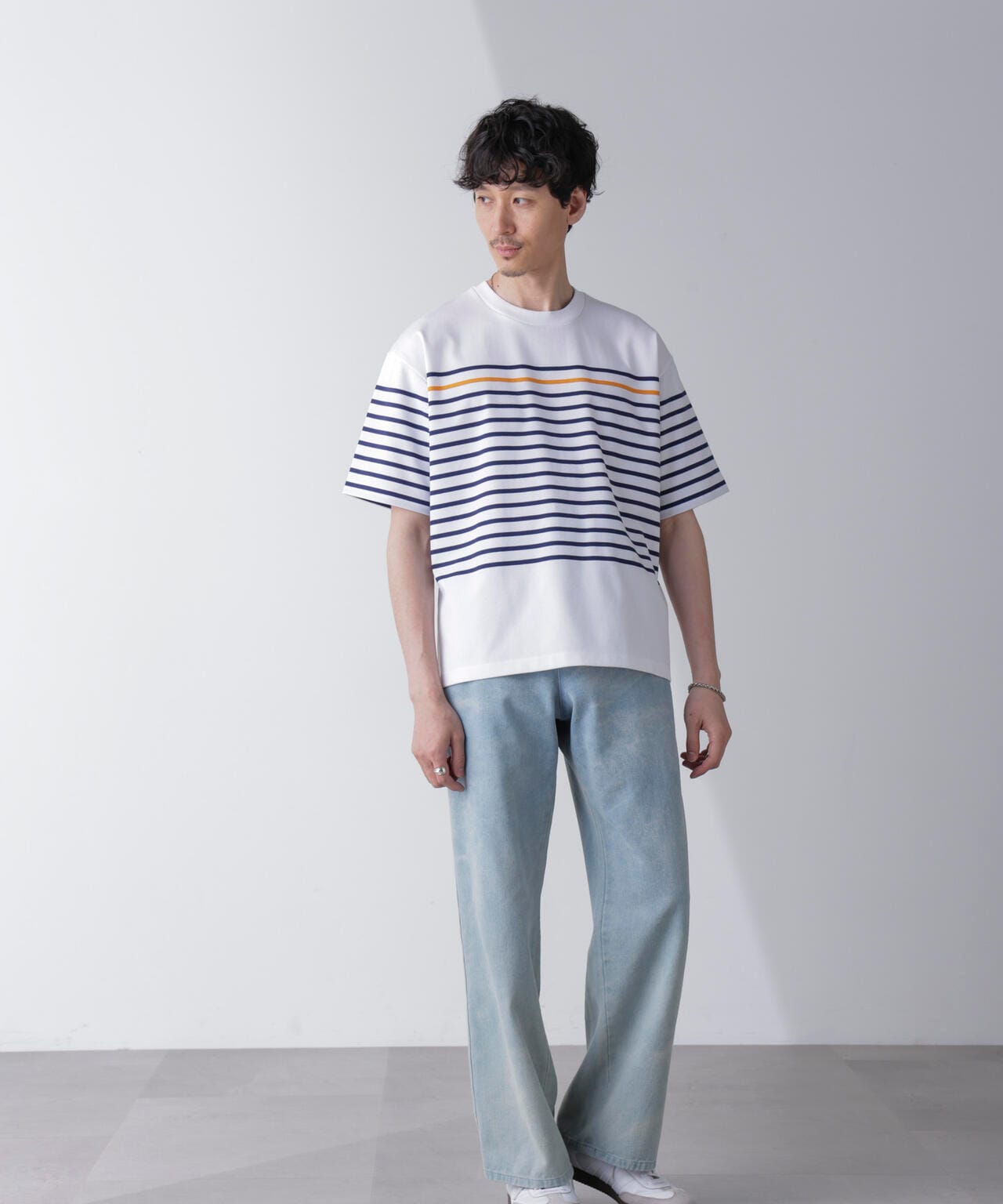 パネルボーダーリラックスTシャツ 半袖 6724224221