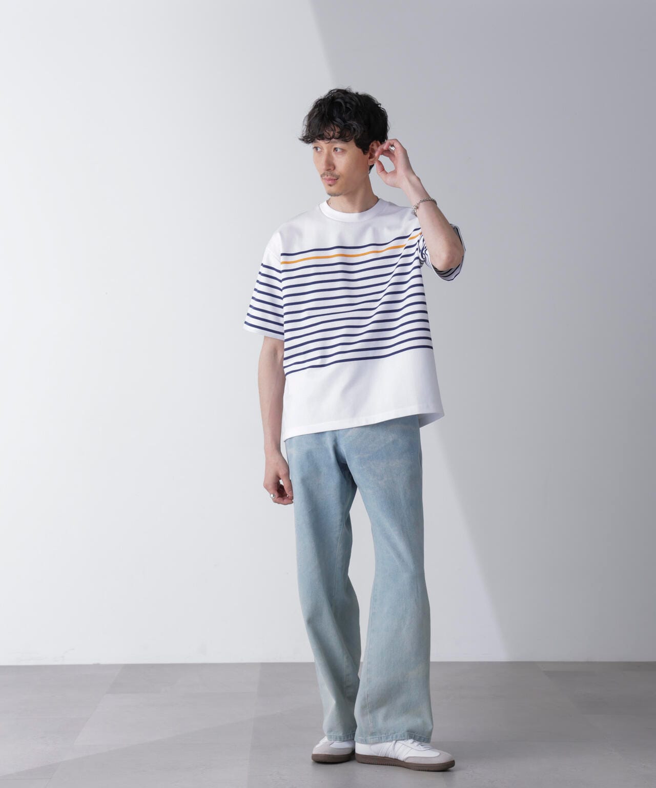 パネルボーダーリラックスTシャツ 半袖 6724224221