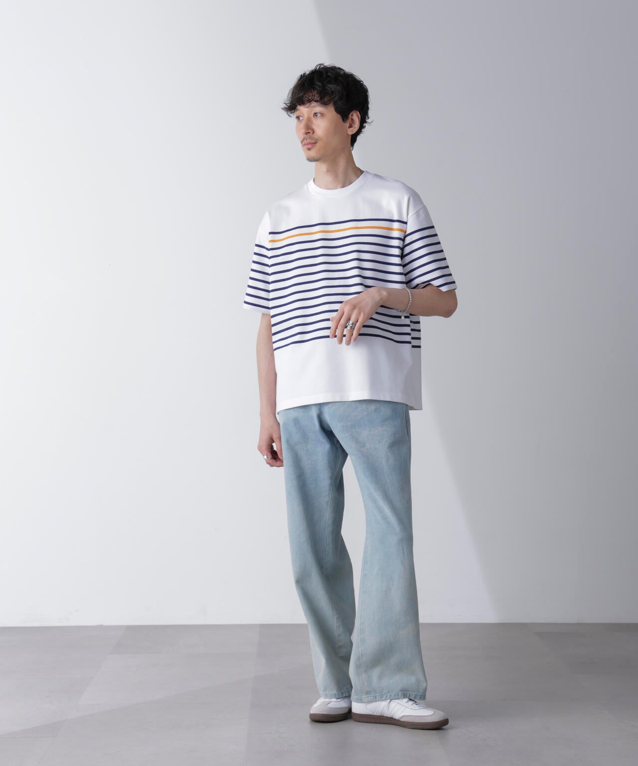 パネルボーダーリラックスTシャツ 半袖 6724224221