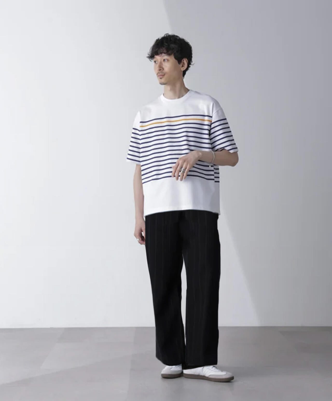 パネルボーダーリラックスTシャツ 半袖 6724224221