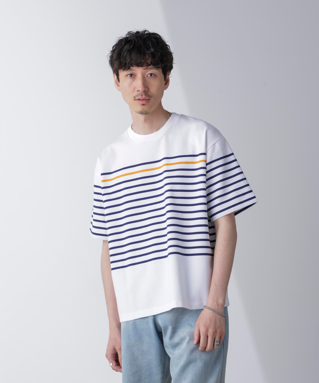 パネルボーダーリラックスTシャツ 半袖 6724224221
