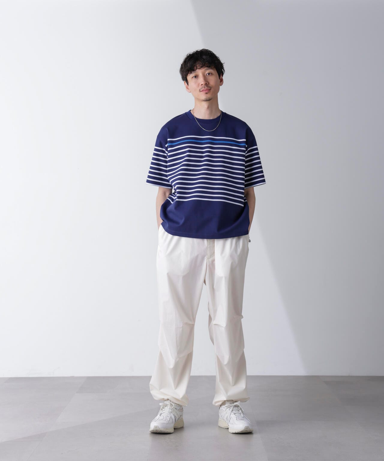 パネルボーダーリラックスTシャツ 半袖 6724224221