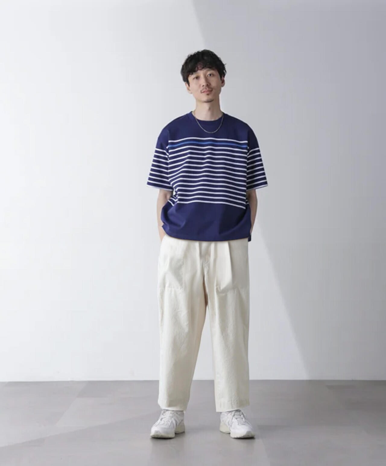 パネルボーダーリラックスTシャツ 半袖 6724224221