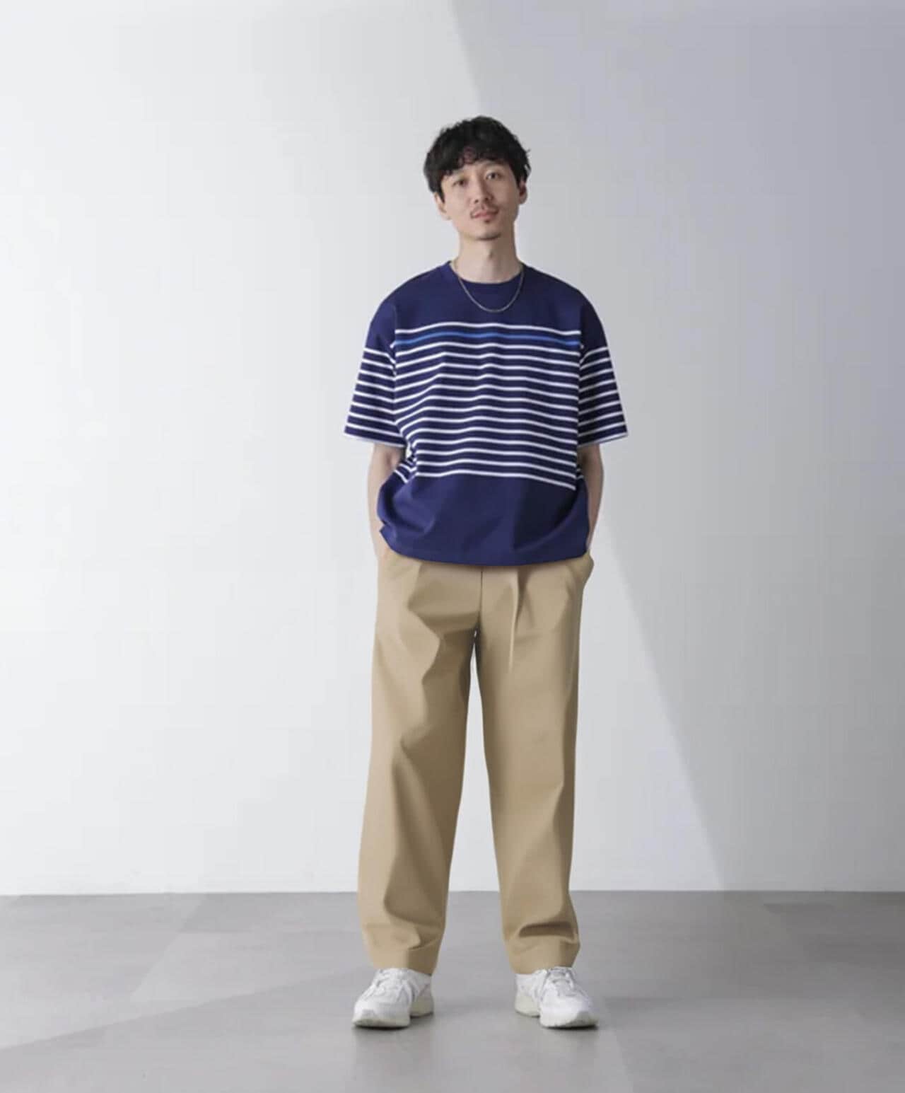 パネルボーダーリラックスTシャツ 半袖 6724224221