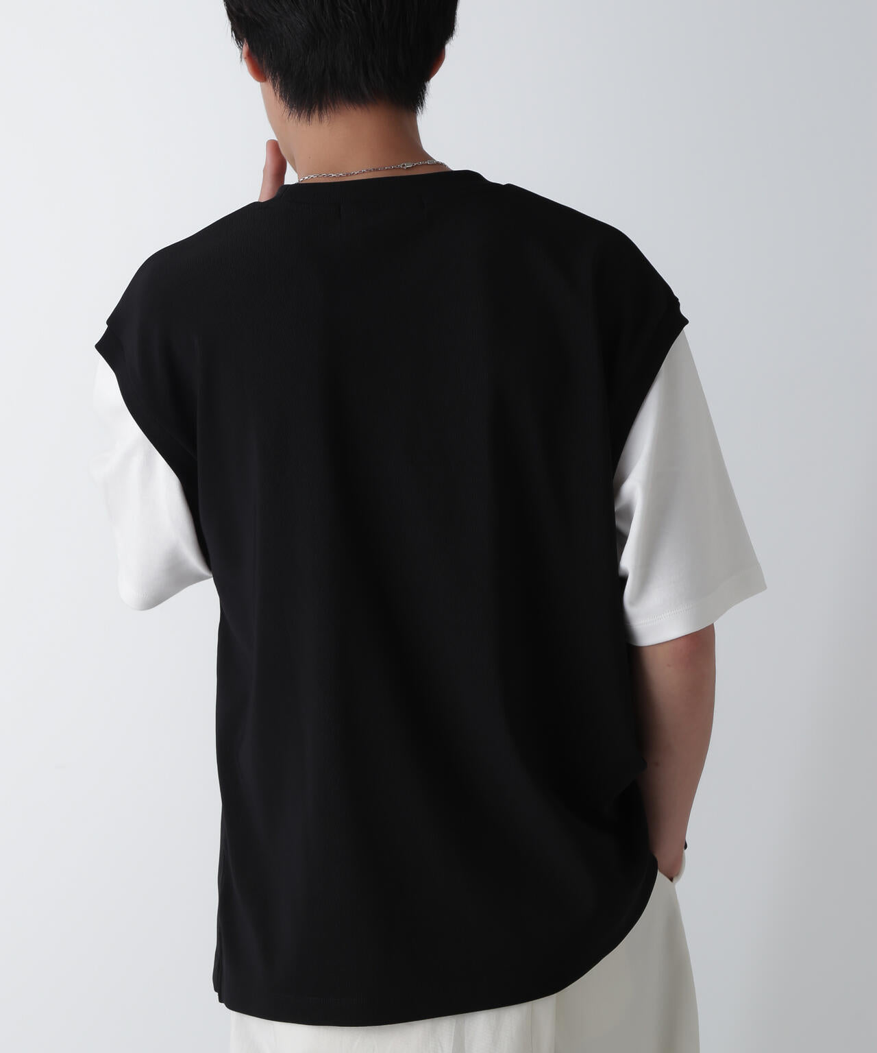 フェイクレイヤードリラックスTシャツ 半袖 6724224224