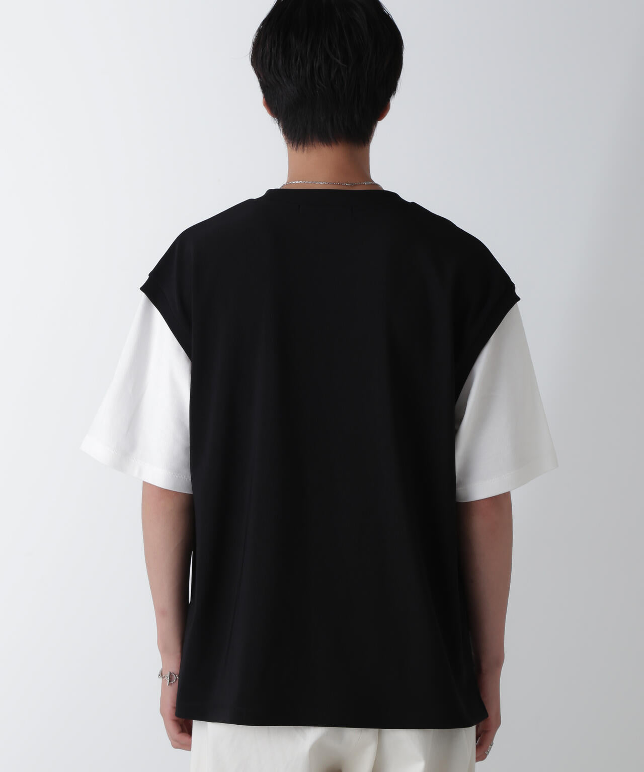 フェイクレイヤードリラックスTシャツ 半袖 6724224224