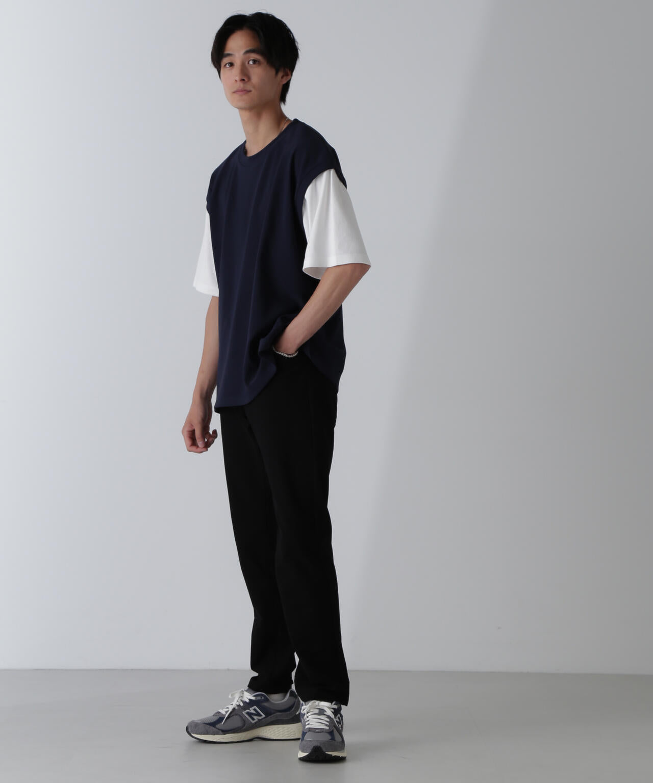 フェイクレイヤードリラックスTシャツ 半袖 6724224224