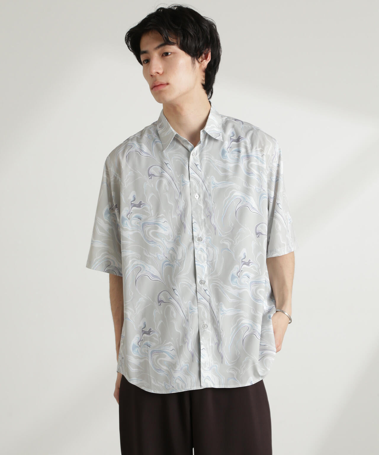 マーブルパターン シャツ 半袖